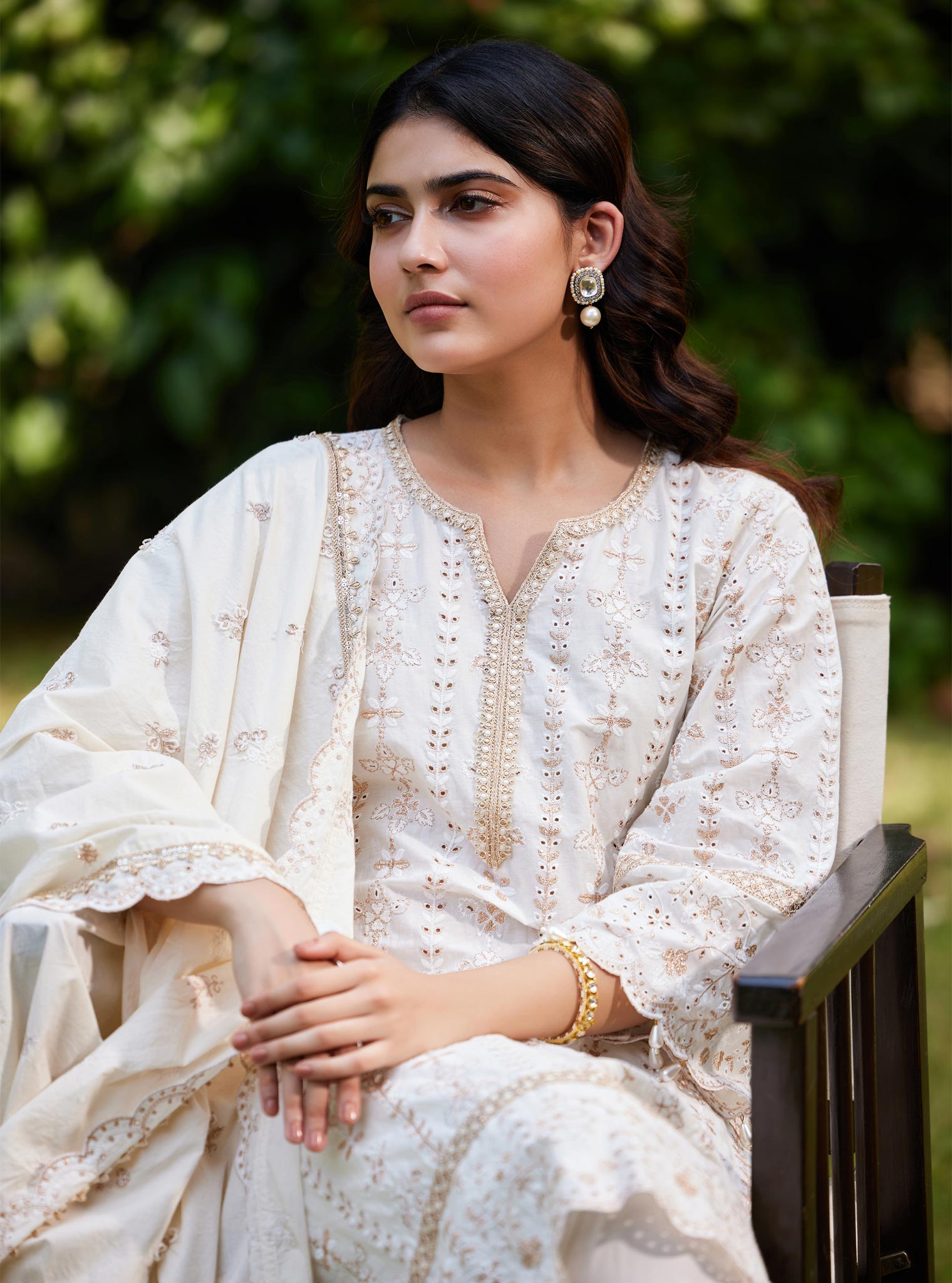 Purvayi Supima Cotton Off White Kurta Set
