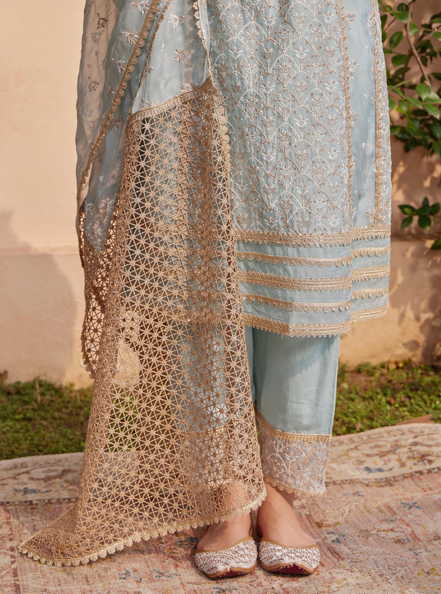 Vipas Organza Blue Kurta with Salwar Set