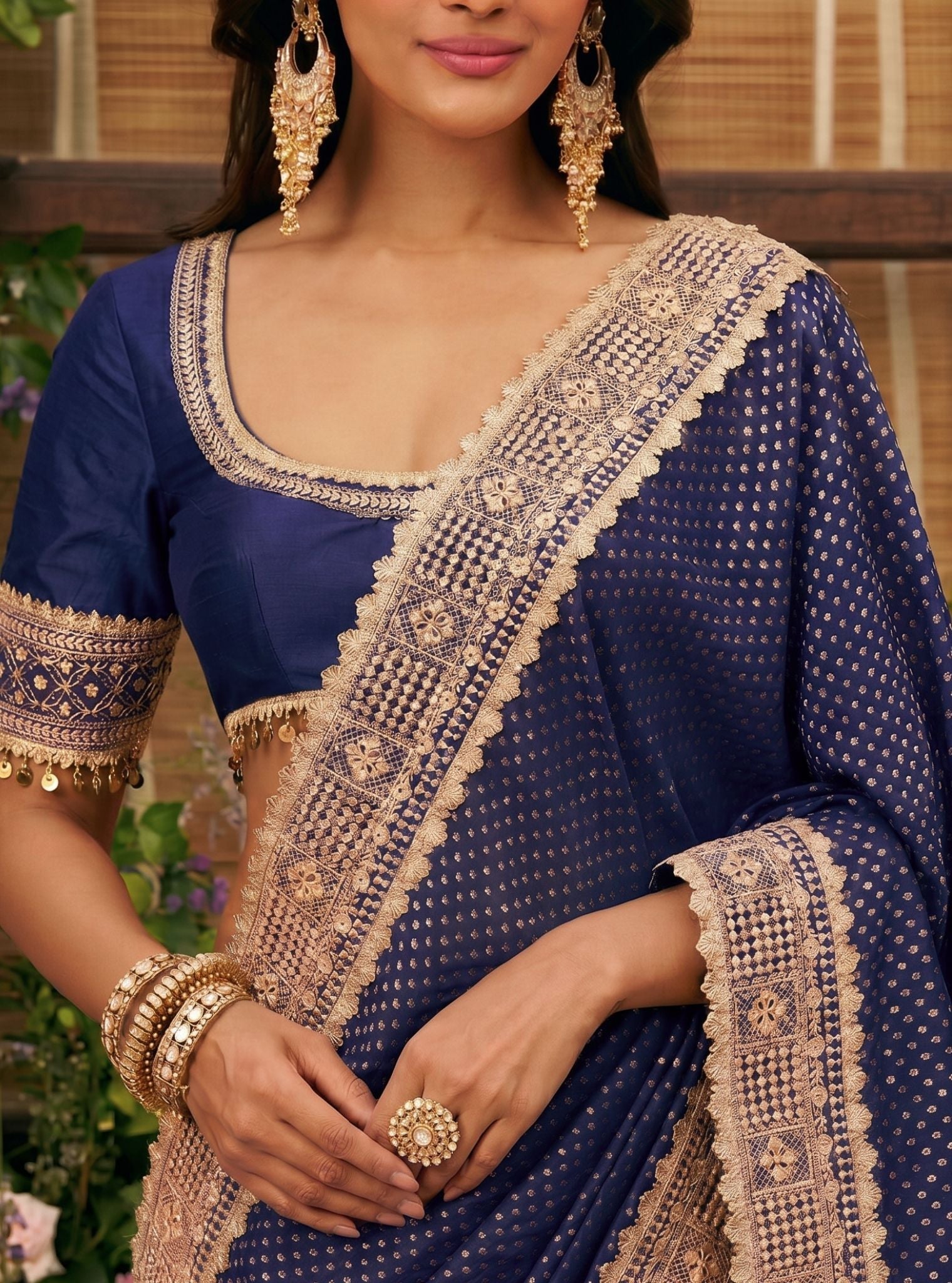 Pankhuri Banarasi Navy Saree