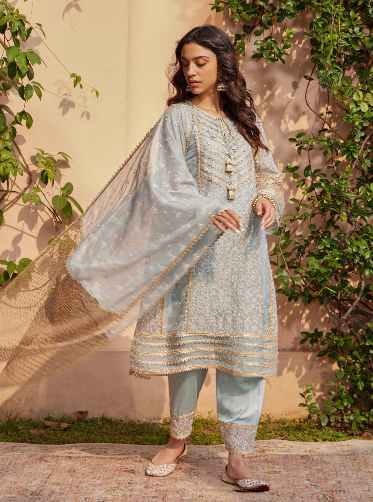 Vipas Organza Blue Kurta with Salwar Set