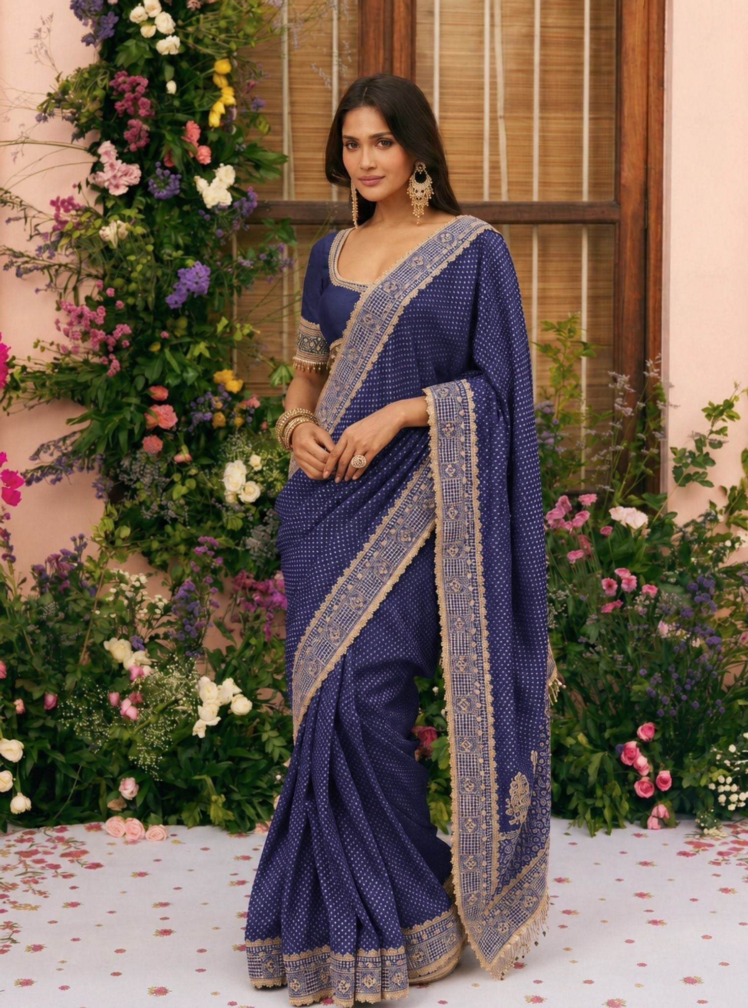 Pankhuri Banarasi Navy Saree