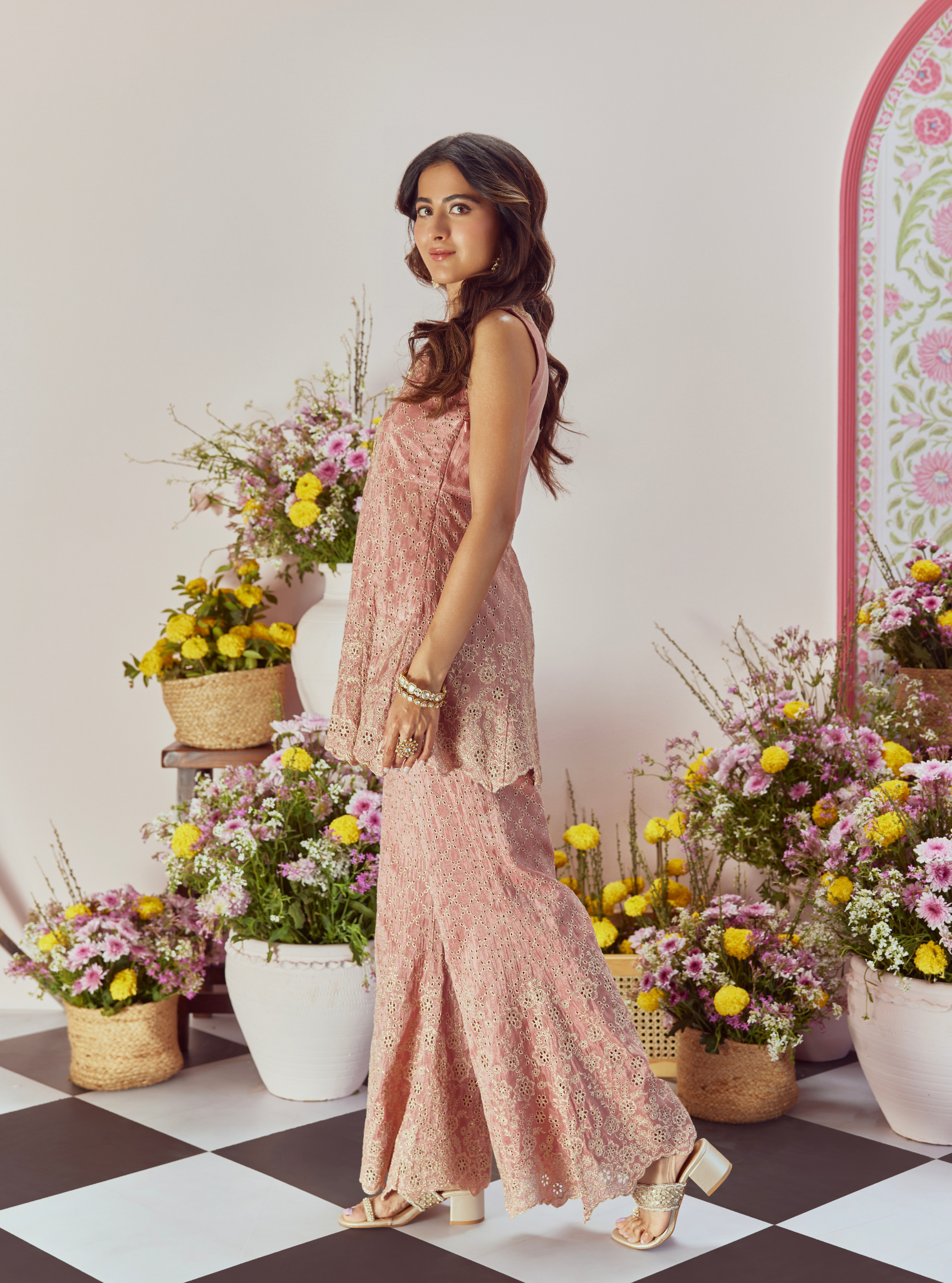 Araj Royal Tissue Pink Top Set