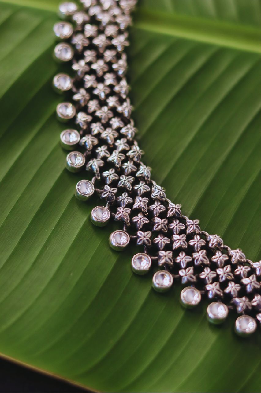 Pure Silver Pushp Necklace