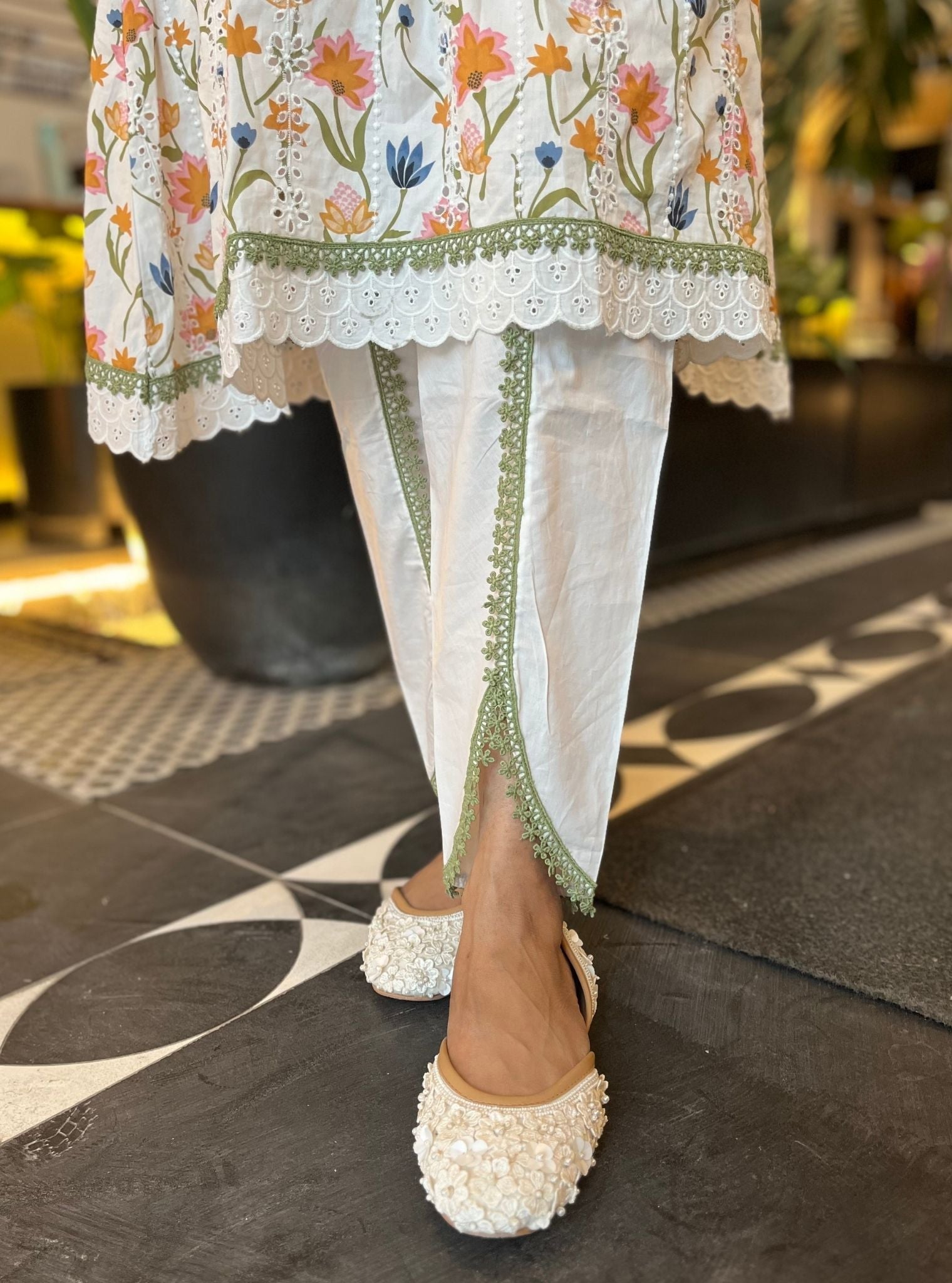 Gargi Supima Cotton Printed White Kurta Set