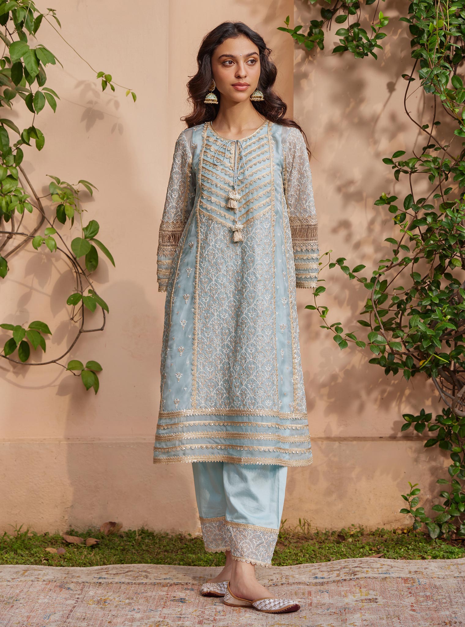 Vipas Organza Blue Kurta with Salwar Set