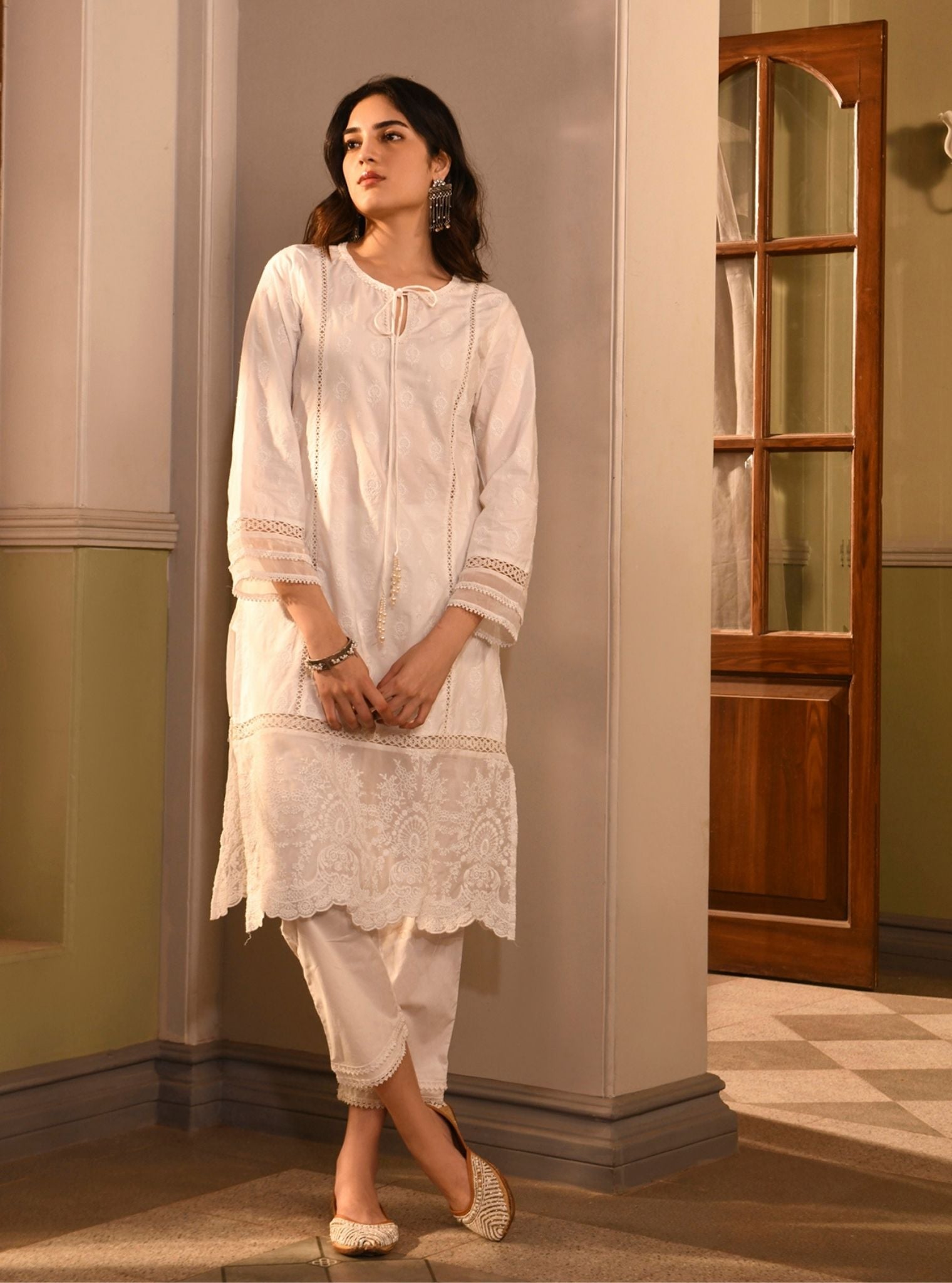 Dinaz Supima Cotton White Kurta Set