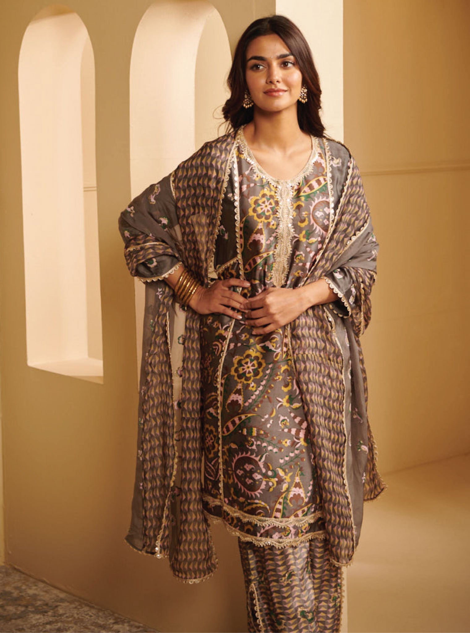 Kenna Cupro Grey Kurta Set