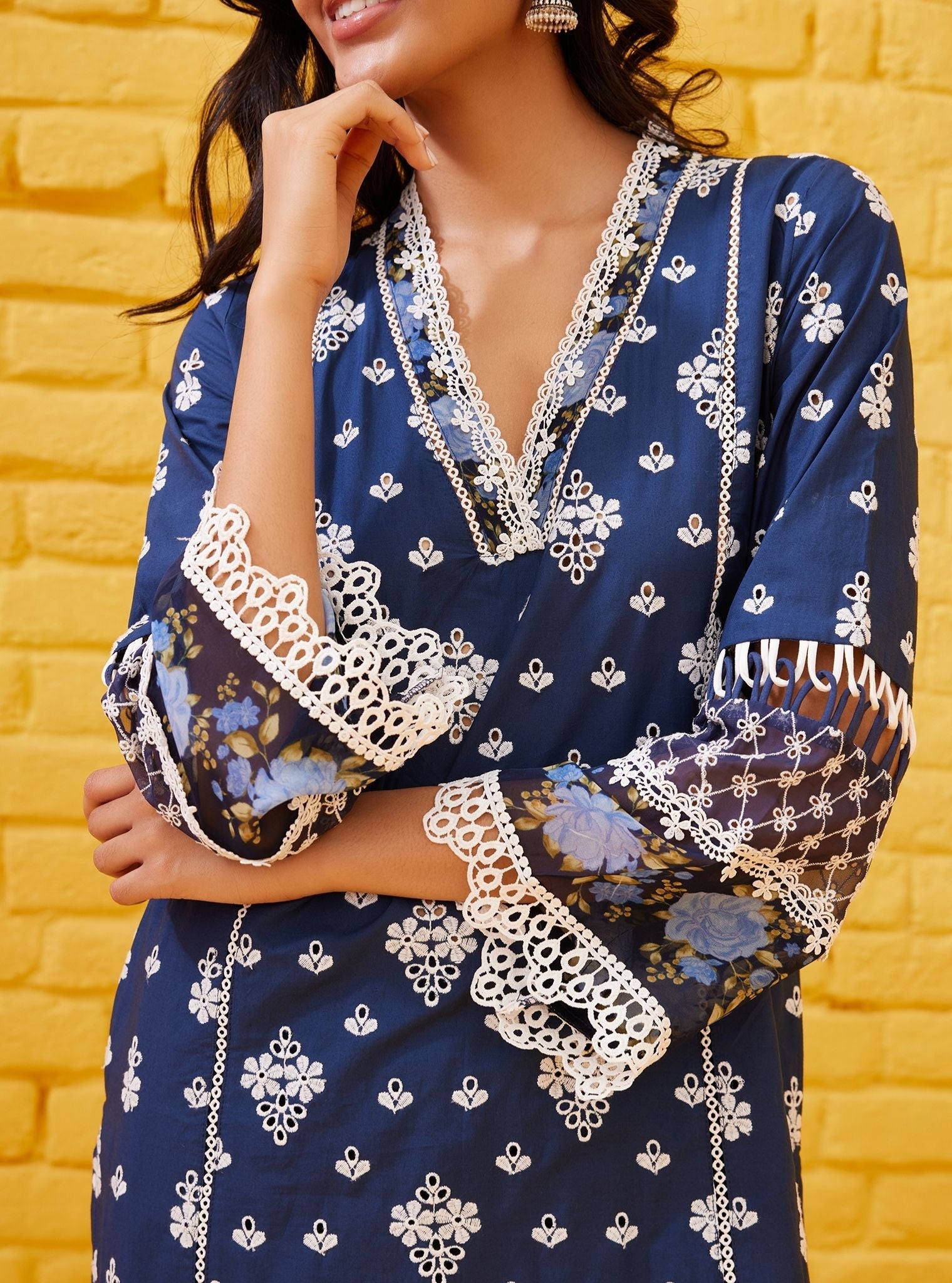 Revaari Supima Cotton Navy Kurta Set