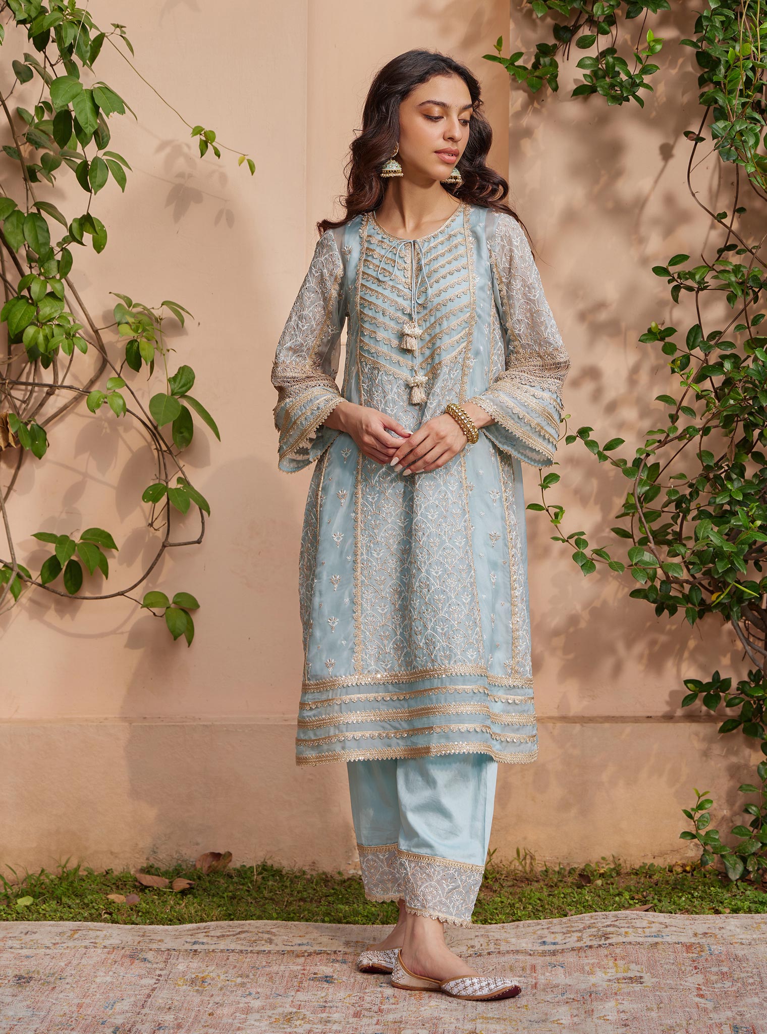 Vipas Organza Blue Kurta with Salwar Set