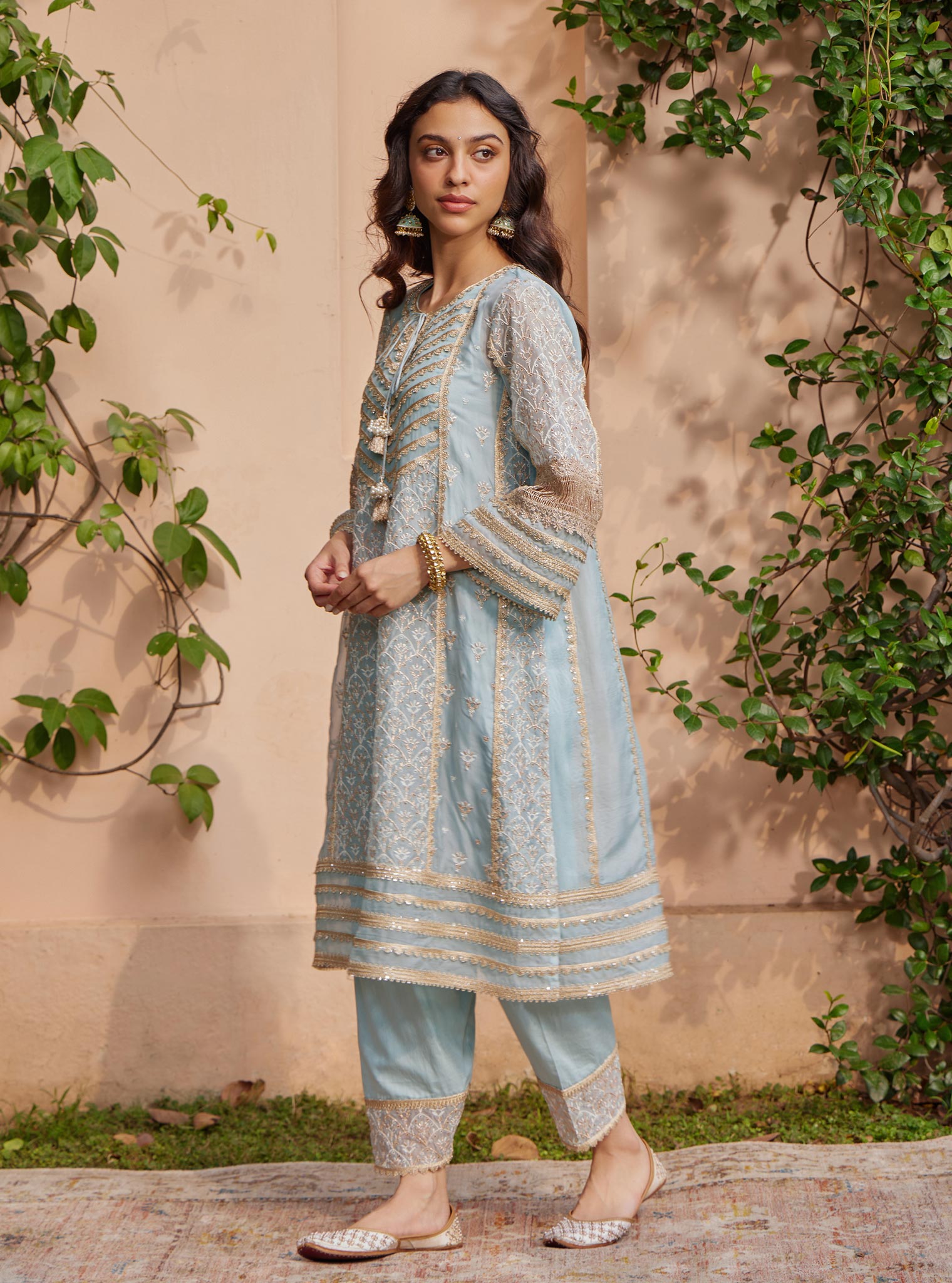 Vipas Organza Blue Kurta with Salwar Set