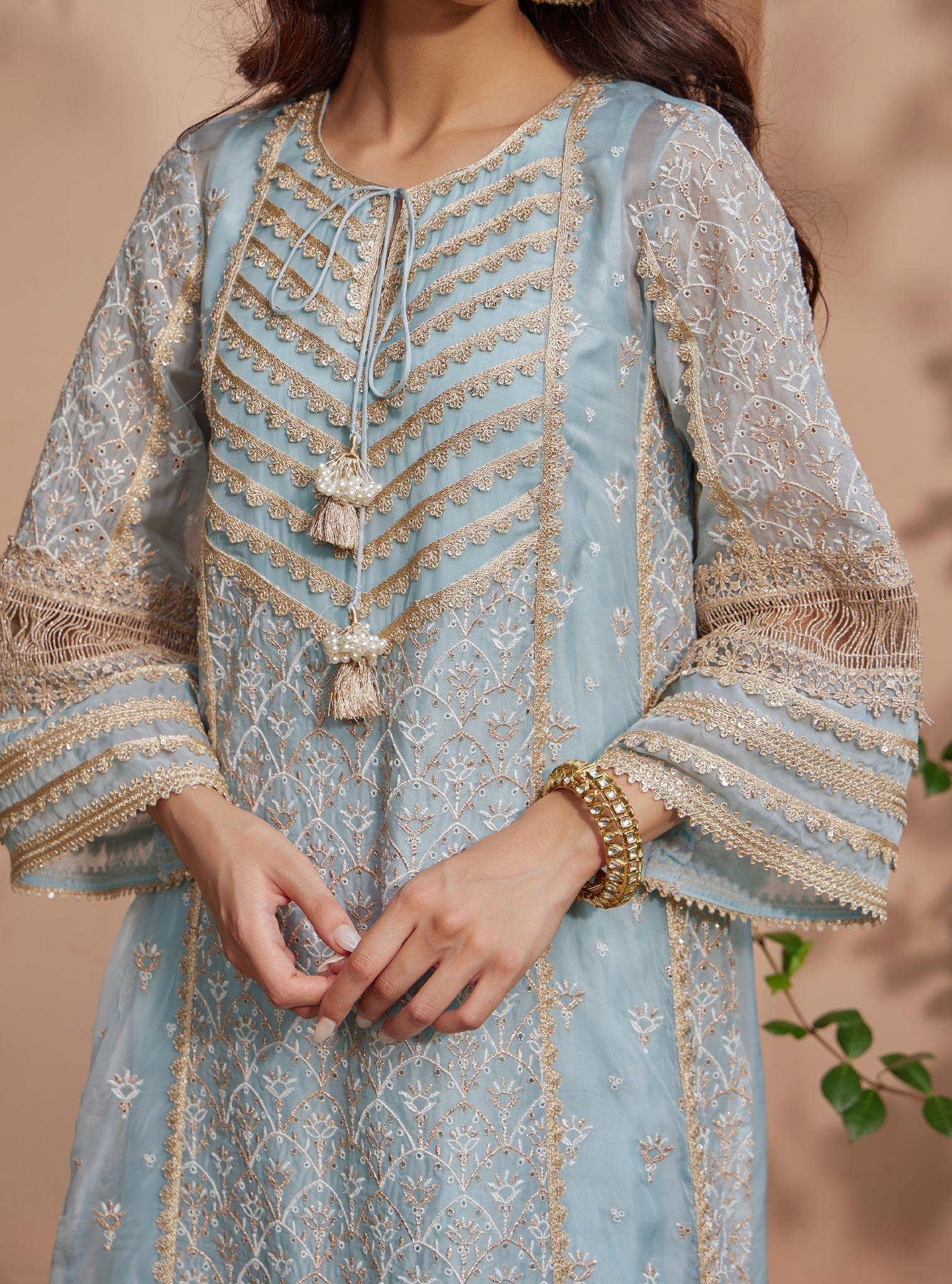 Vipas Organza Blue Kurta with Salwar Set