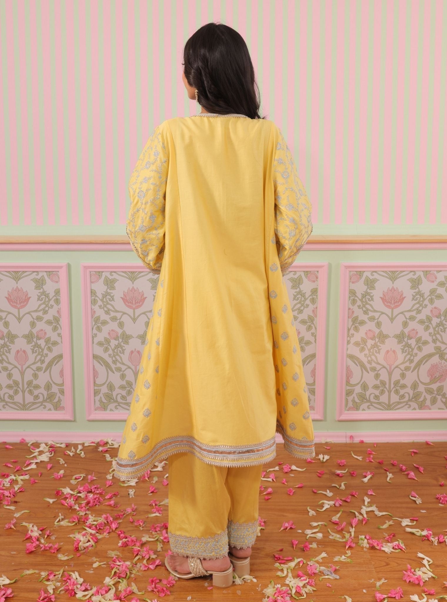 Bandhan Pima Satin Yellow Kurta Set