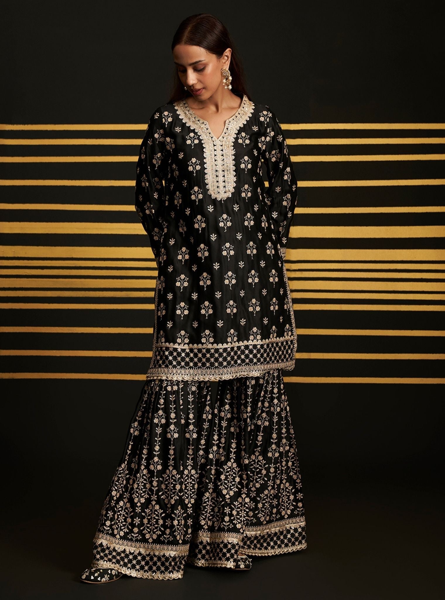 Mahiya Bemberg Satin Black Kurta Set