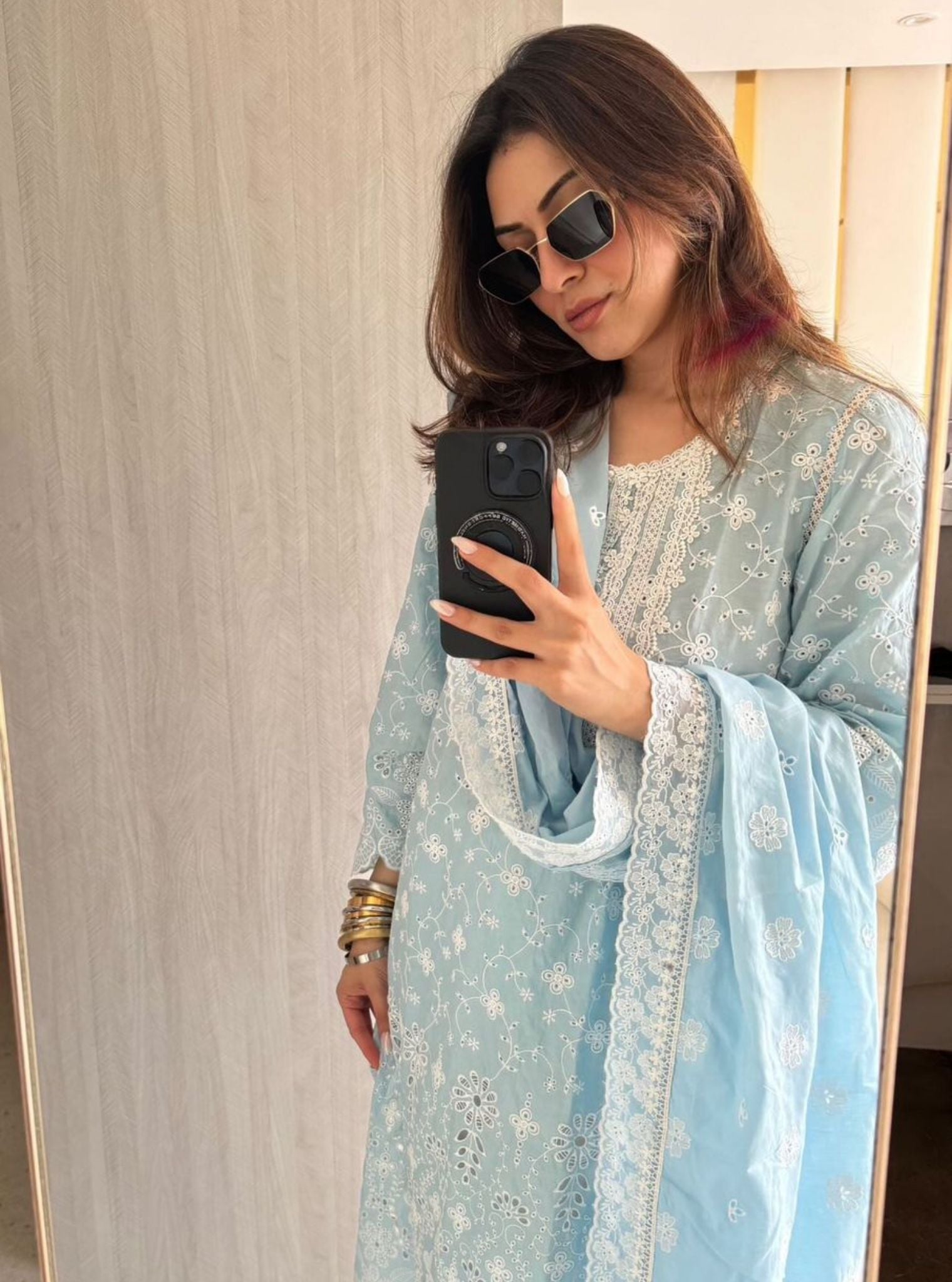 Gauri Supima Cotton Light Blue Kurta Set