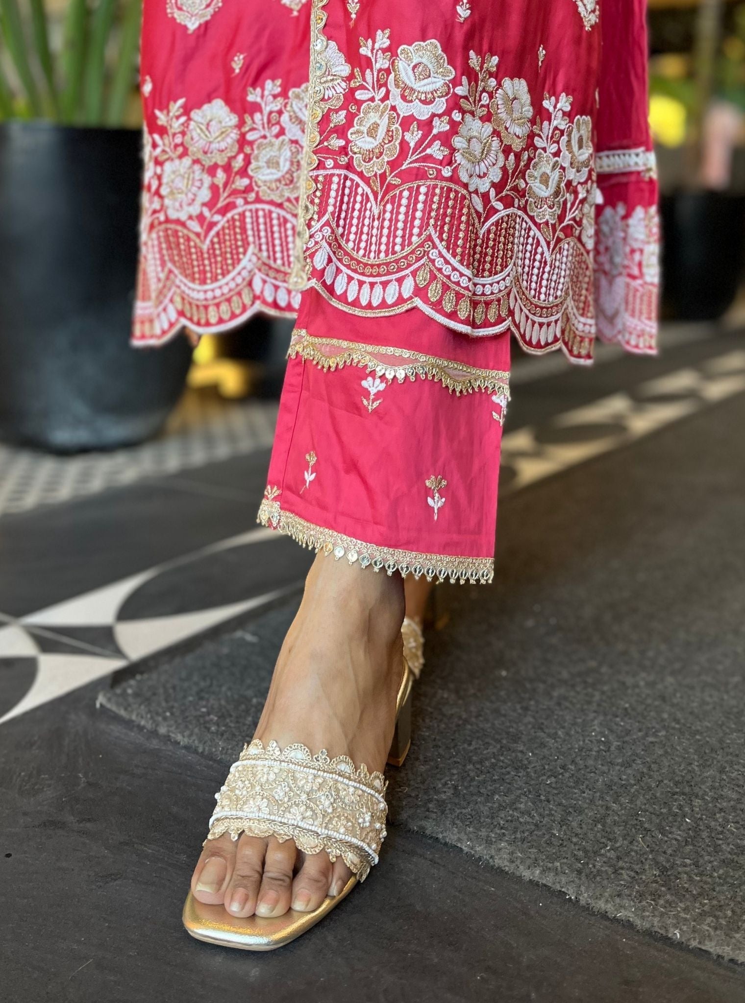 Periyar Pima Satin Fuchsia Kurta Set