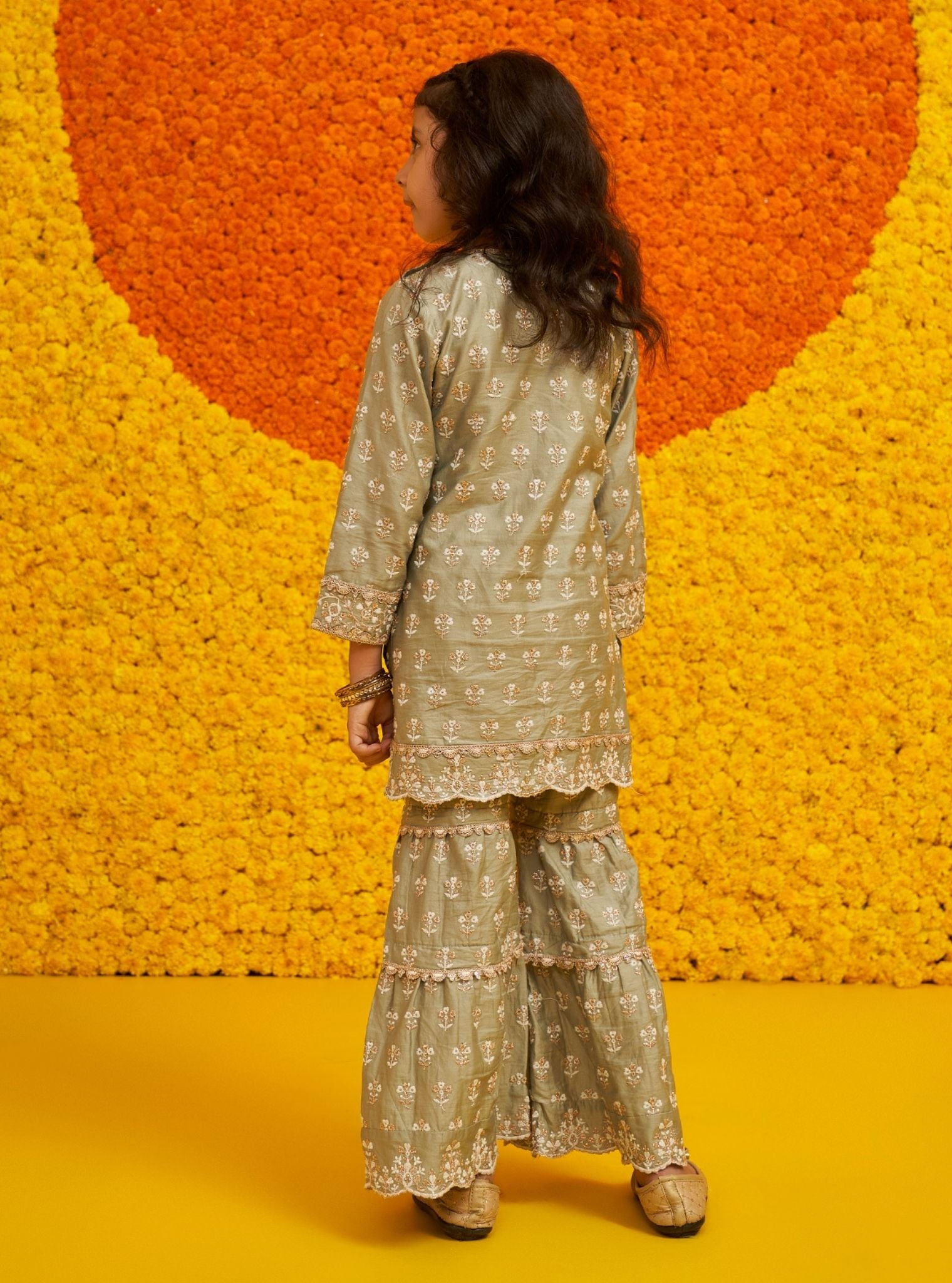 Becca Pima Satin Green Kurta with Garara Set