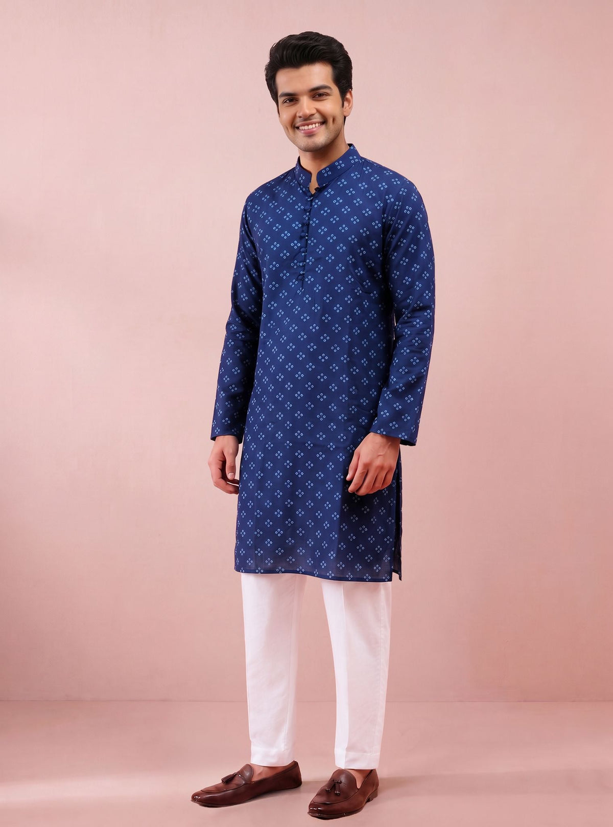 Abir Lawn Printed Navy Mens Kurta Set