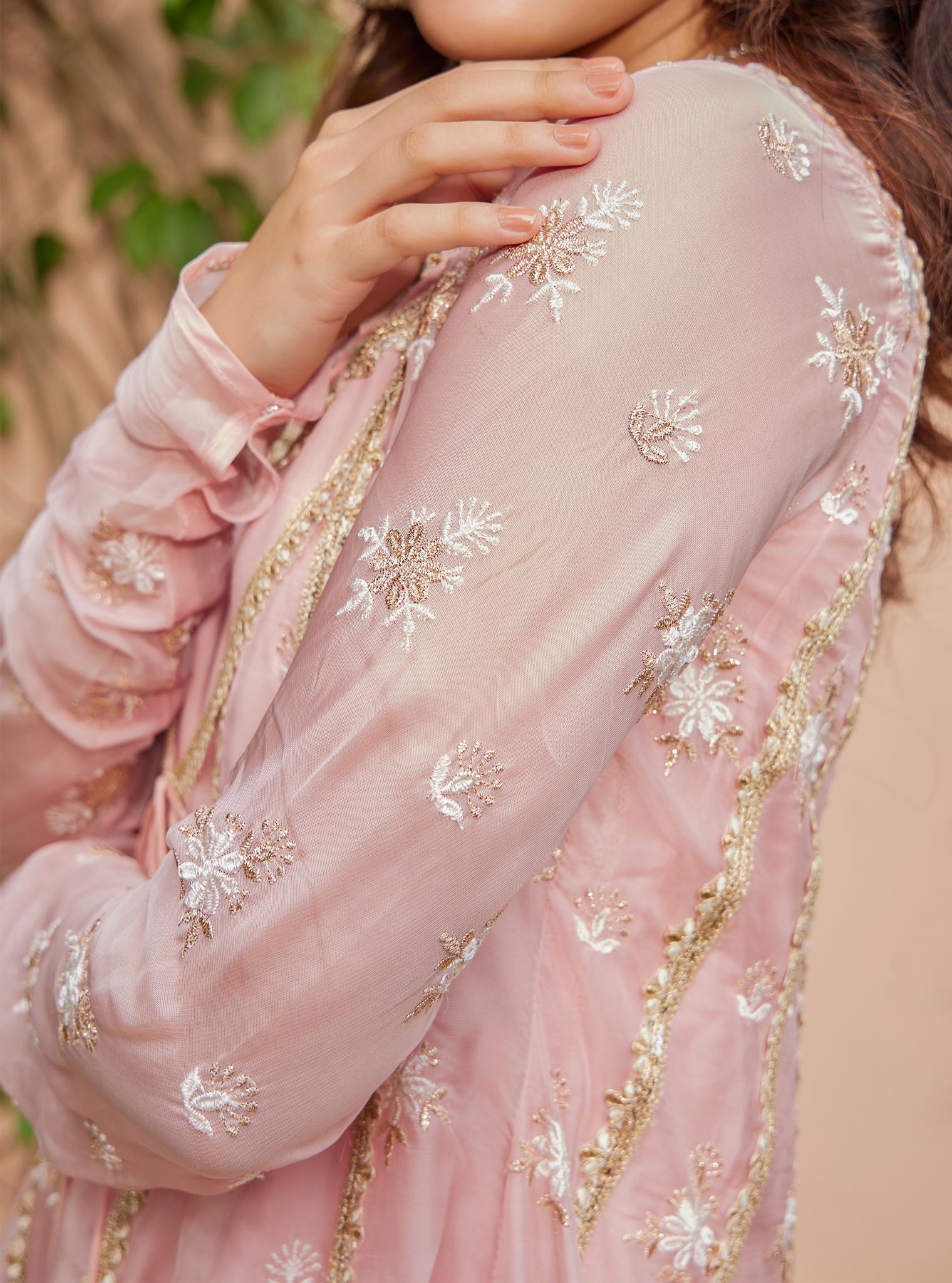 Agira Organza Pink Anarkali Kurta Set