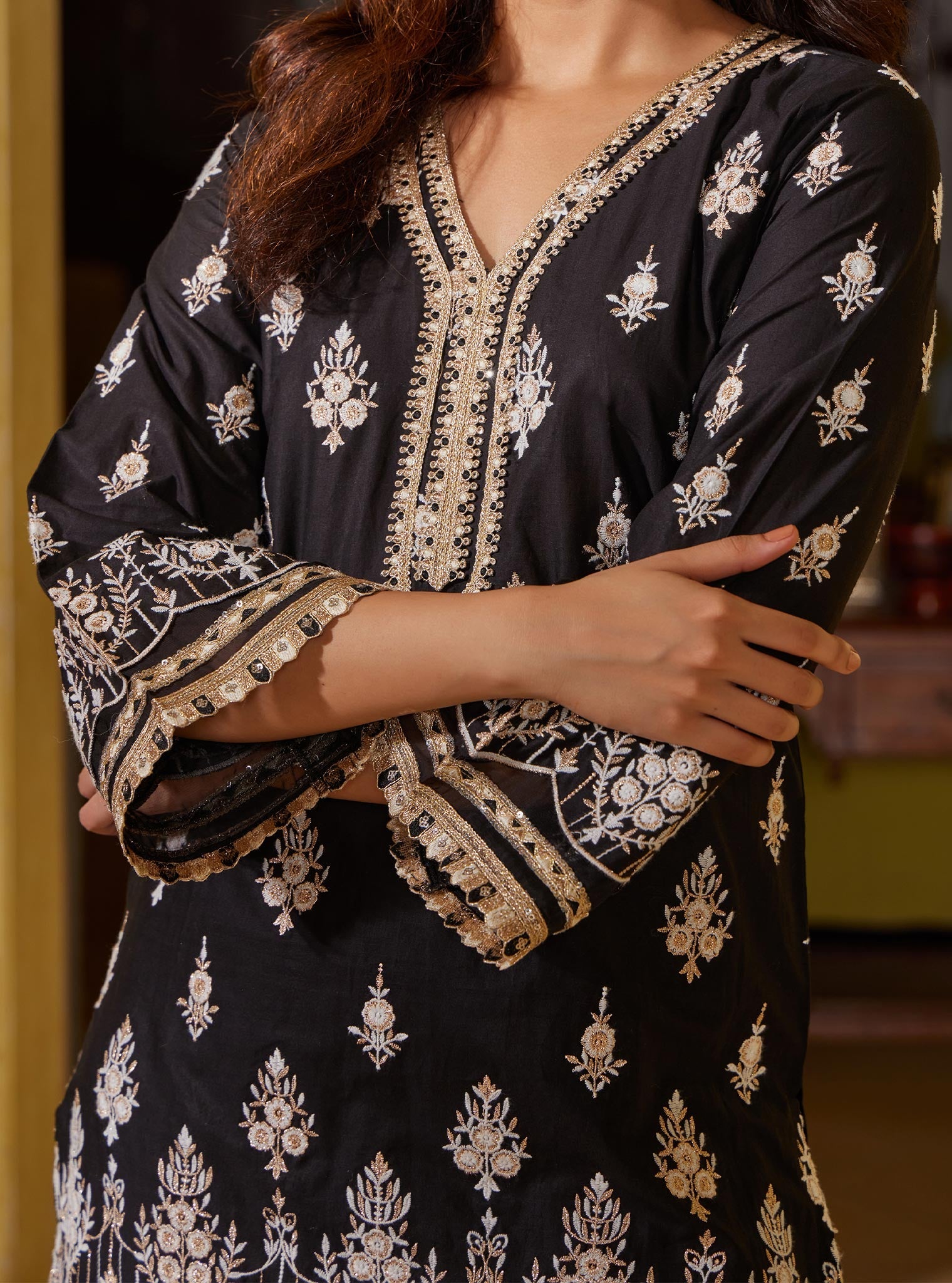 Amaltas Supima Cotton Black Kurta Set