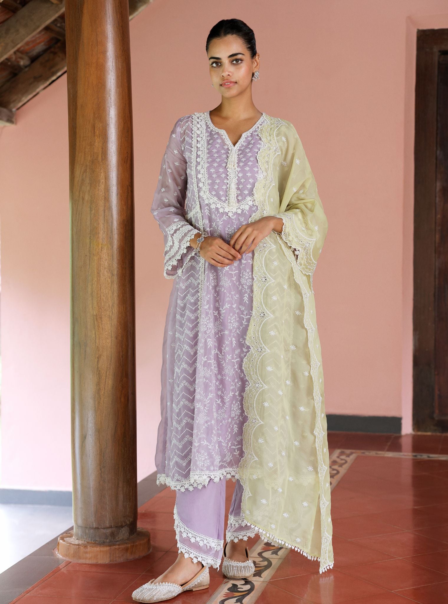 Keerth Organza Lavender Anarkali Kurta Set