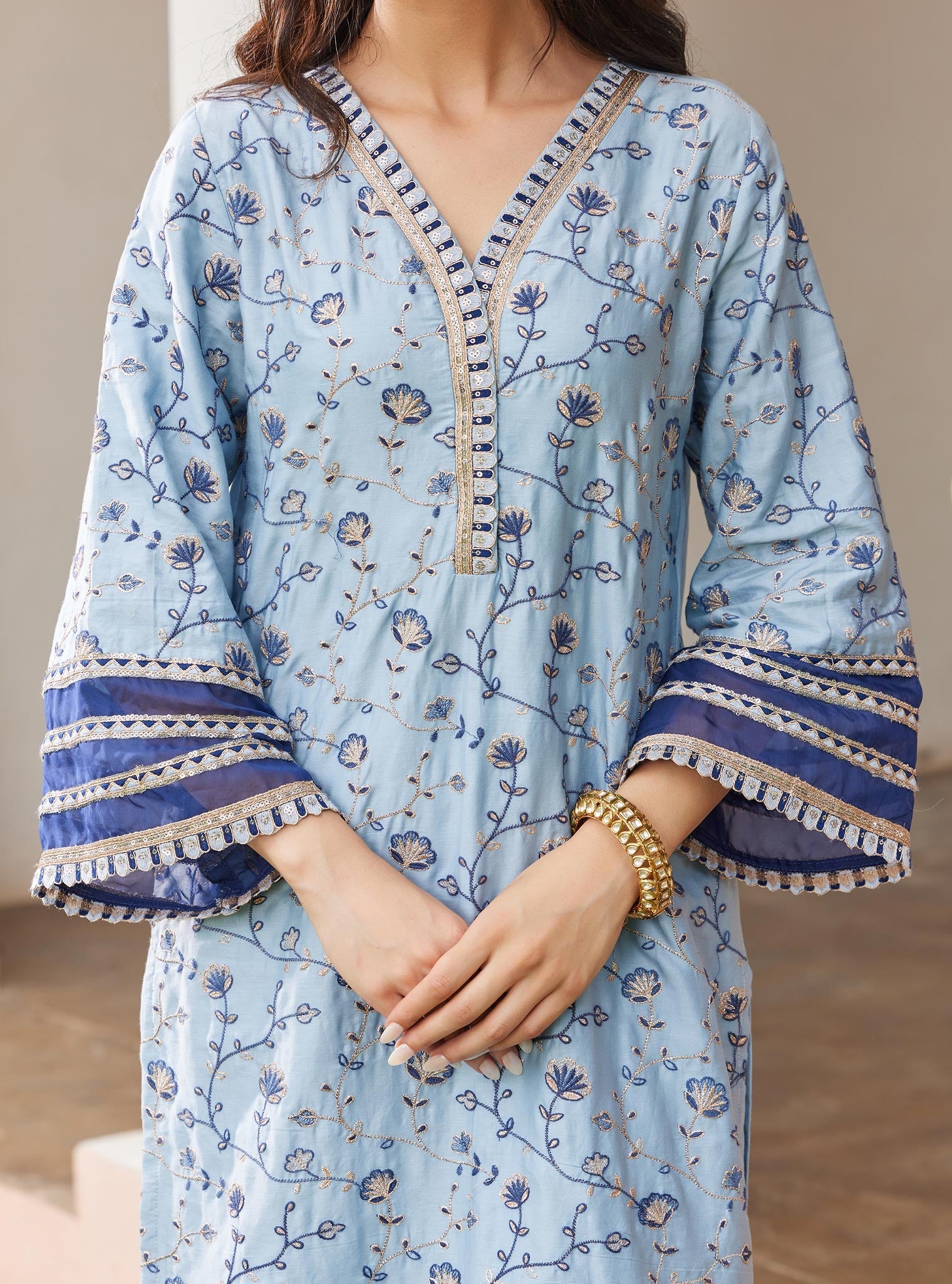 Drita Pima Blue Kurta Set