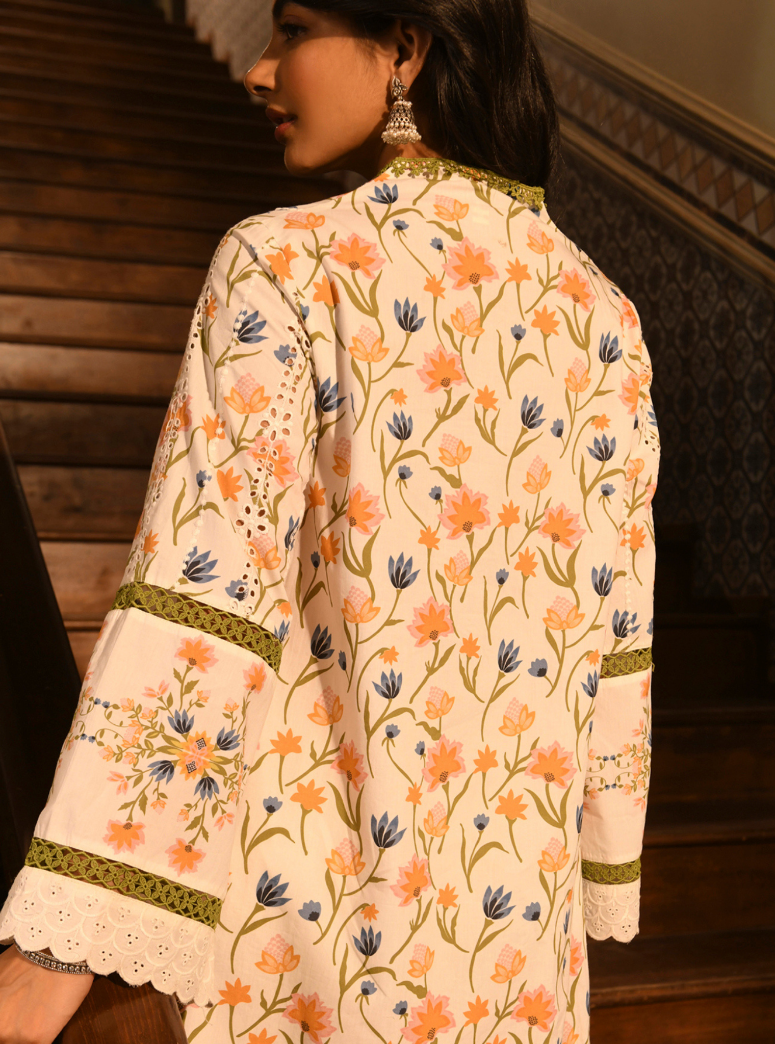 Gargi Supima Cotton Printed White Kurta Set