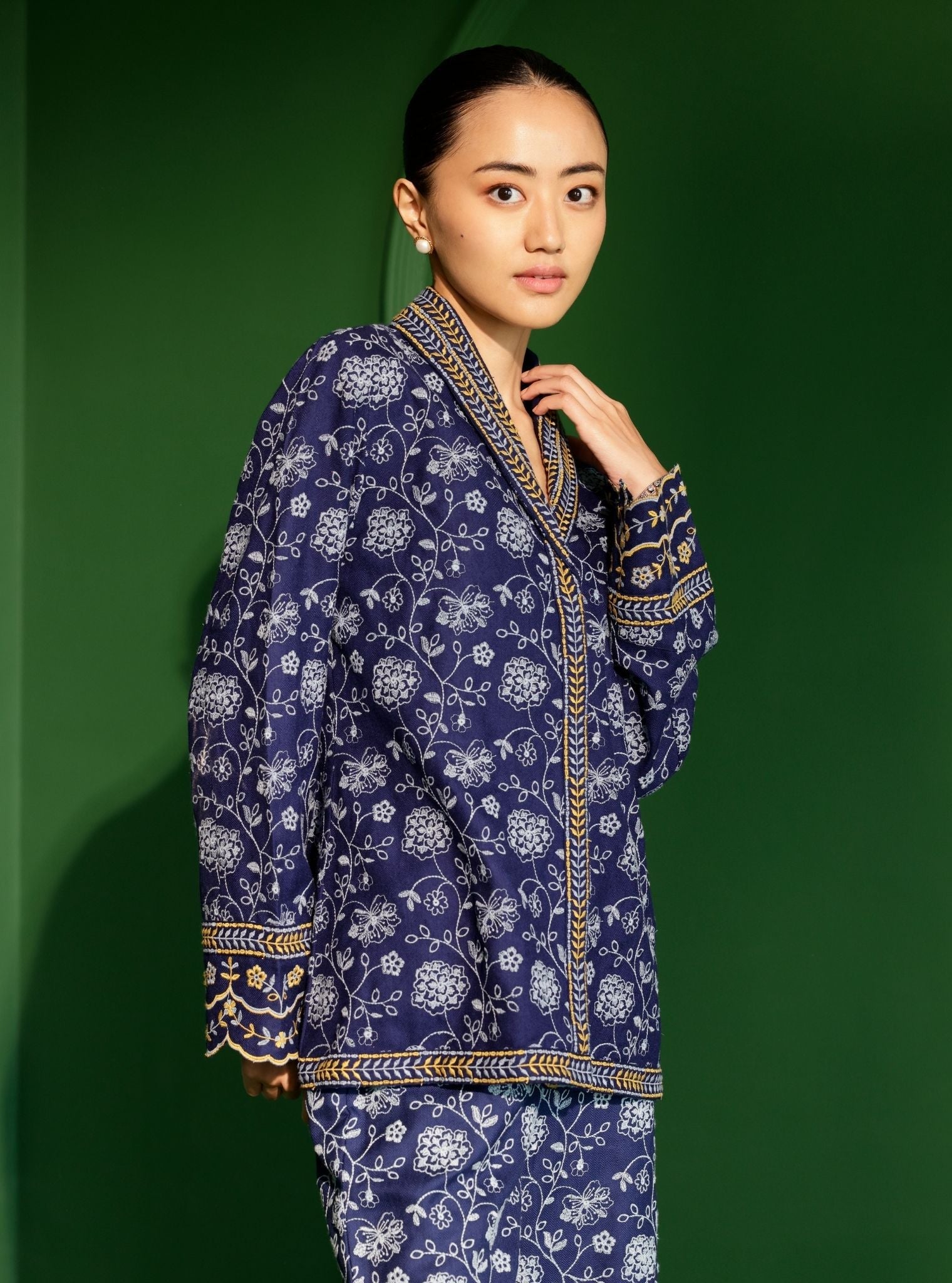 Colby Wool Navy Shirt Co-ord Set