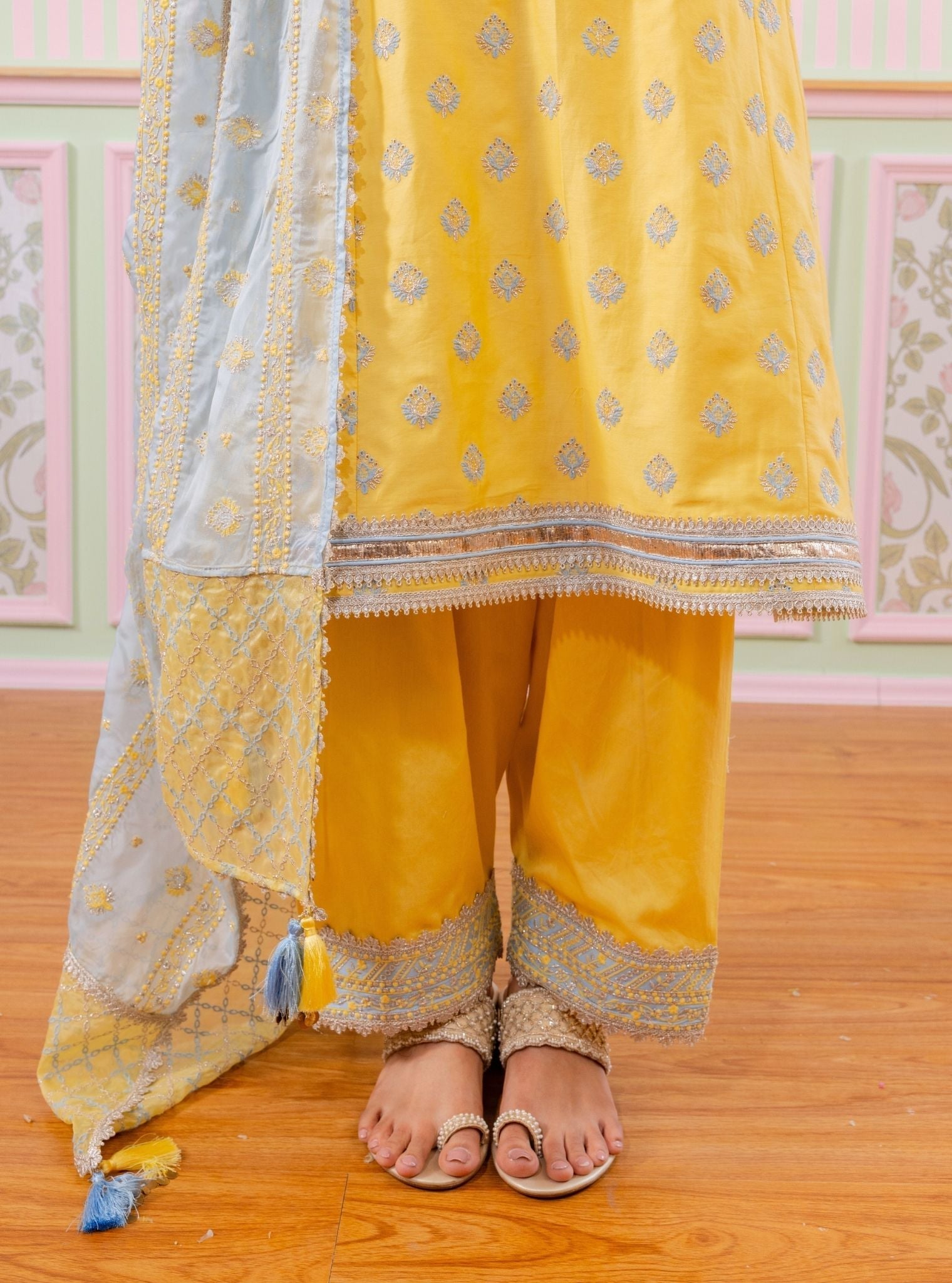 Bandhan Pima Satin Yellow Kurta Set