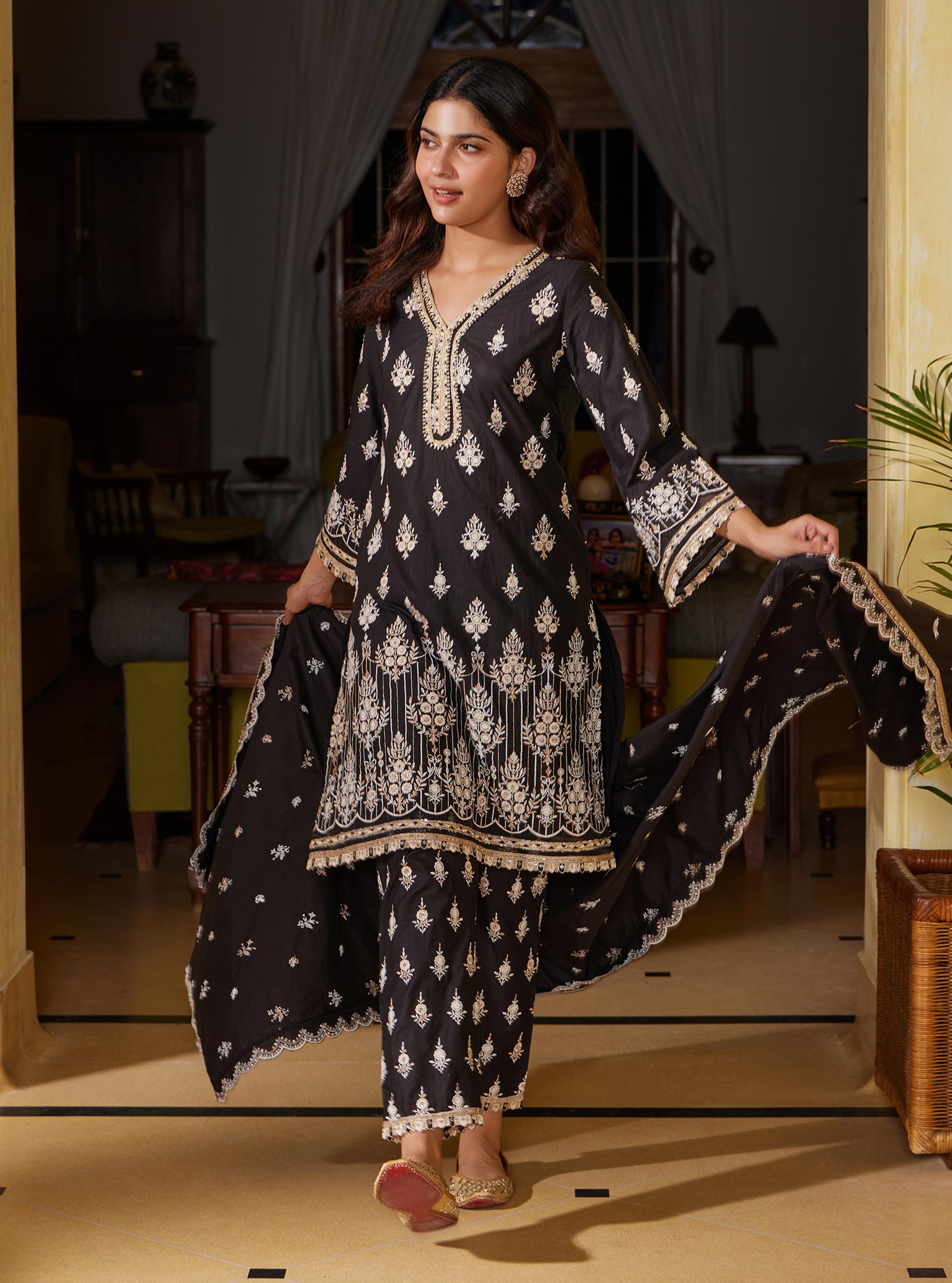 Amaltas Supima Cotton Black Kurta Set