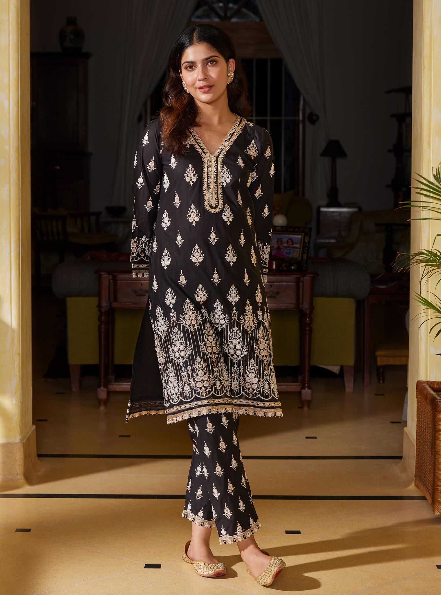 Amaltas Supima Cotton Black Kurta Set