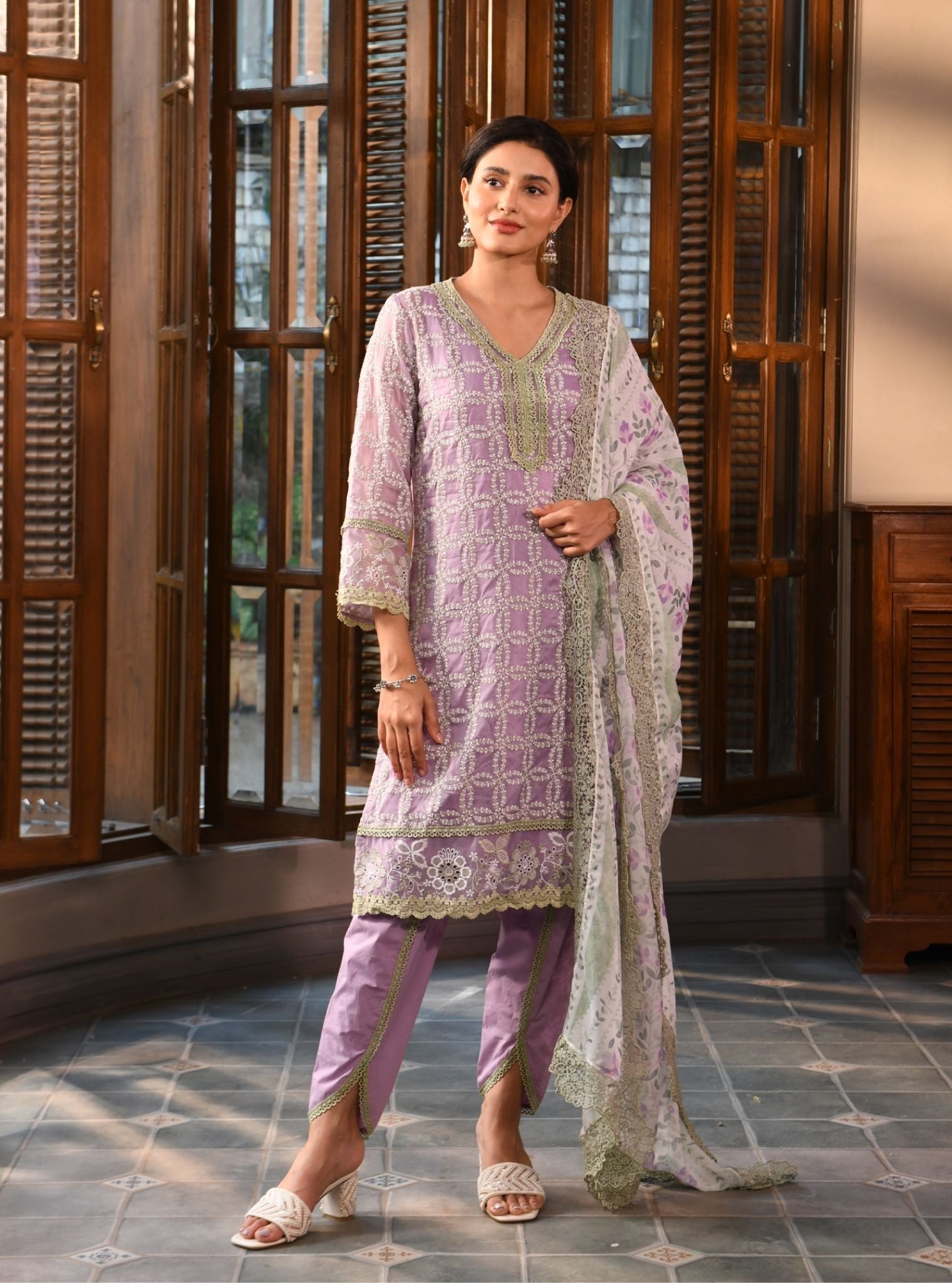 Ayten Organza Lavender Kurta Set