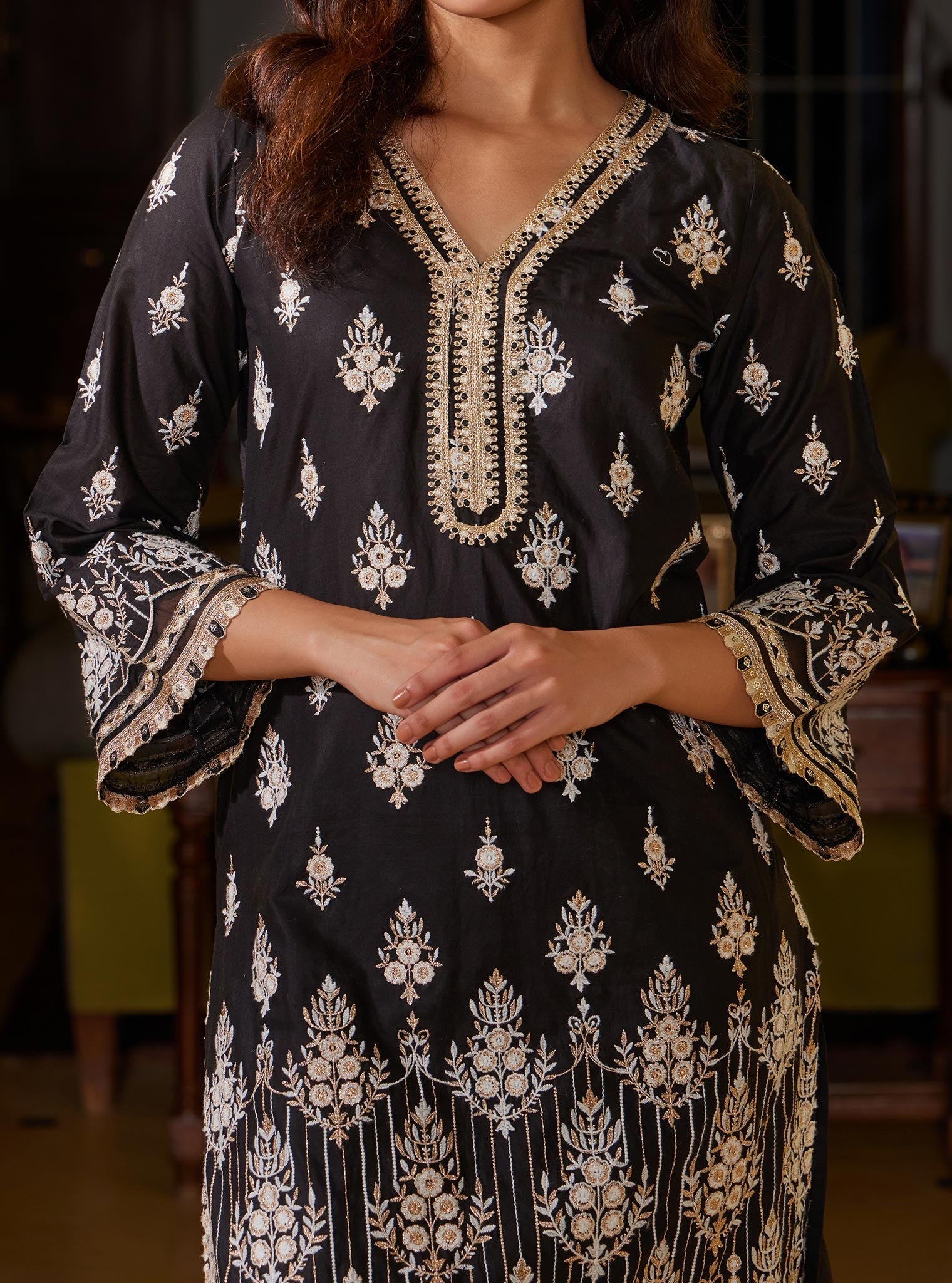 Amaltas Supima Cotton Black Kurta Set
