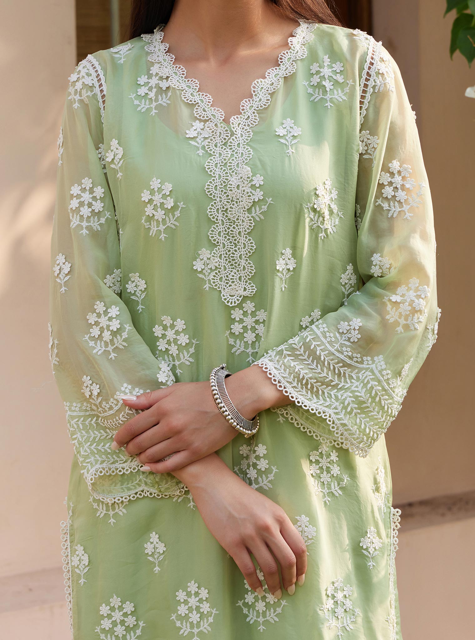Aruni Organza Green Kurta Set
