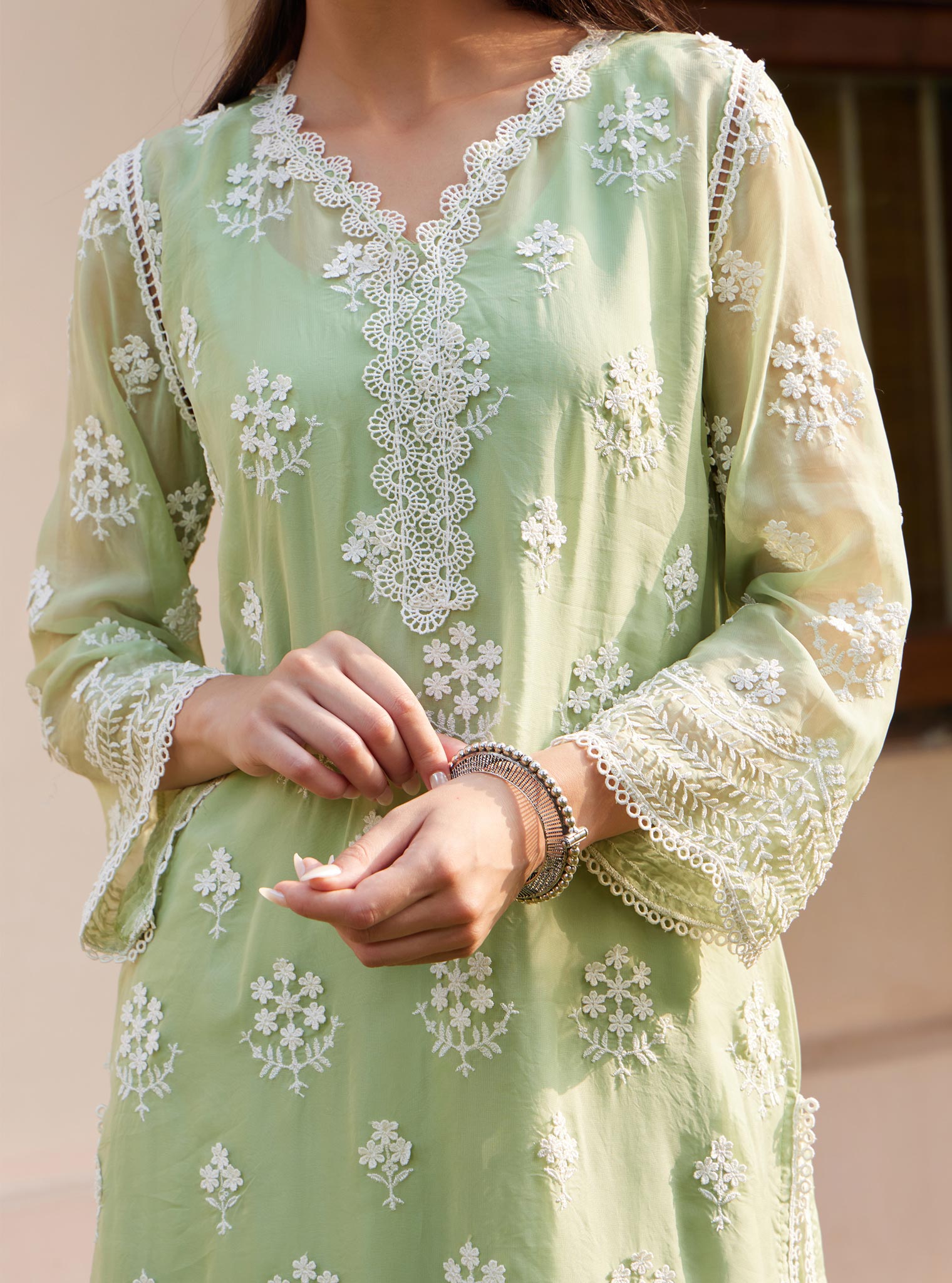 Aruni Organza Green Kurta Set