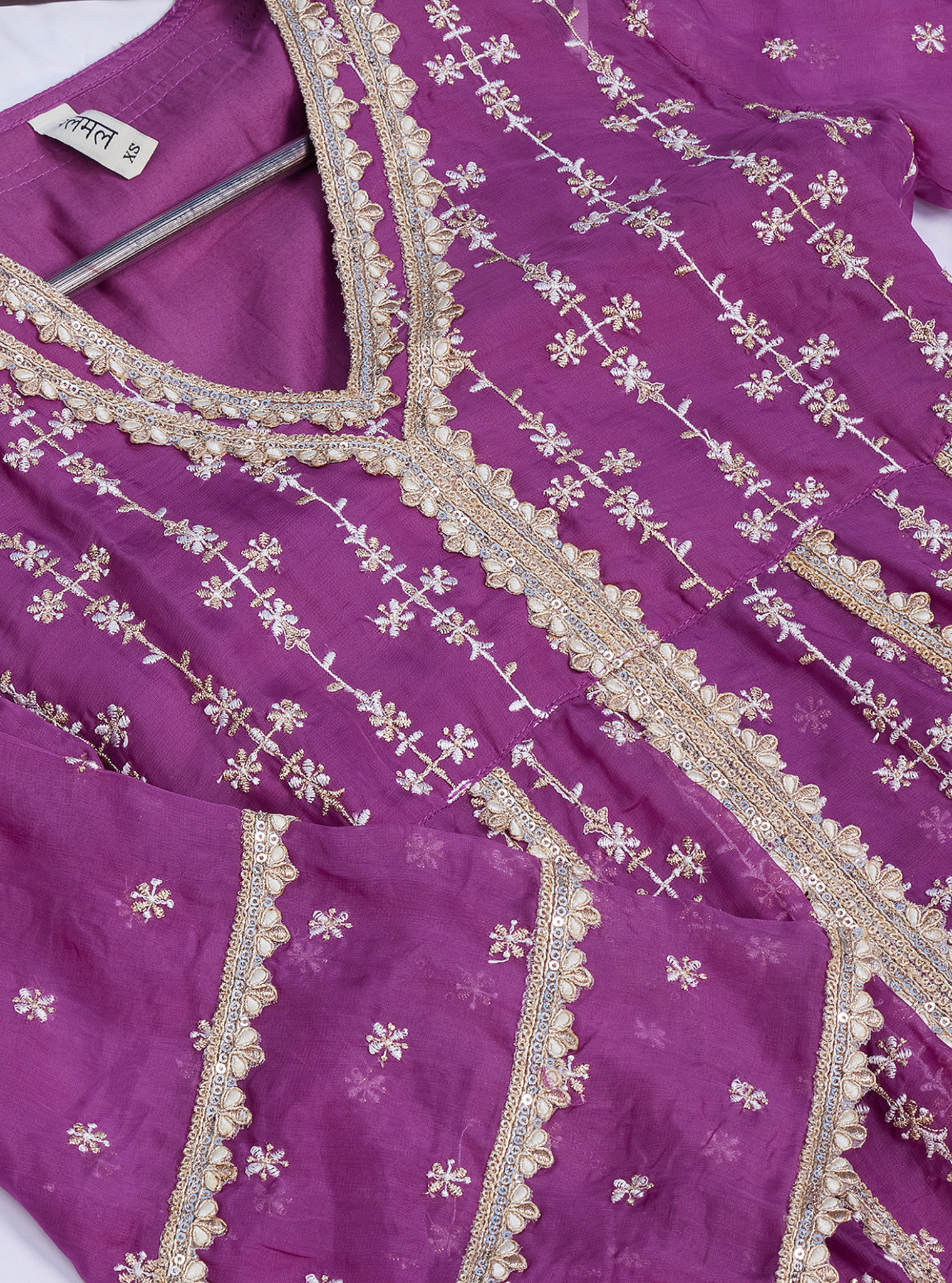 Simhi Organza Lilac Anarkali Kurta Set