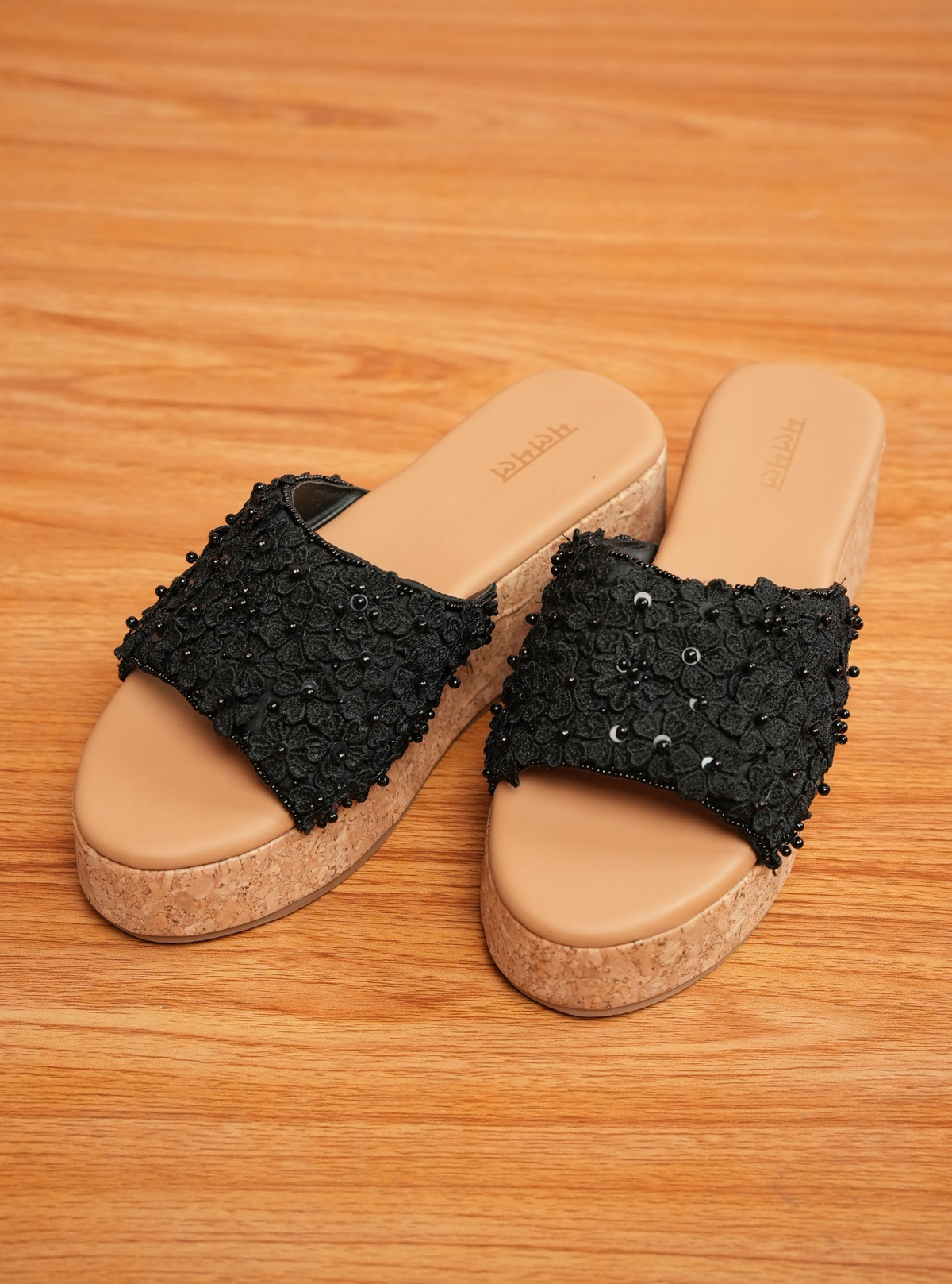 Aaliyah Black Platform Wedge Heel