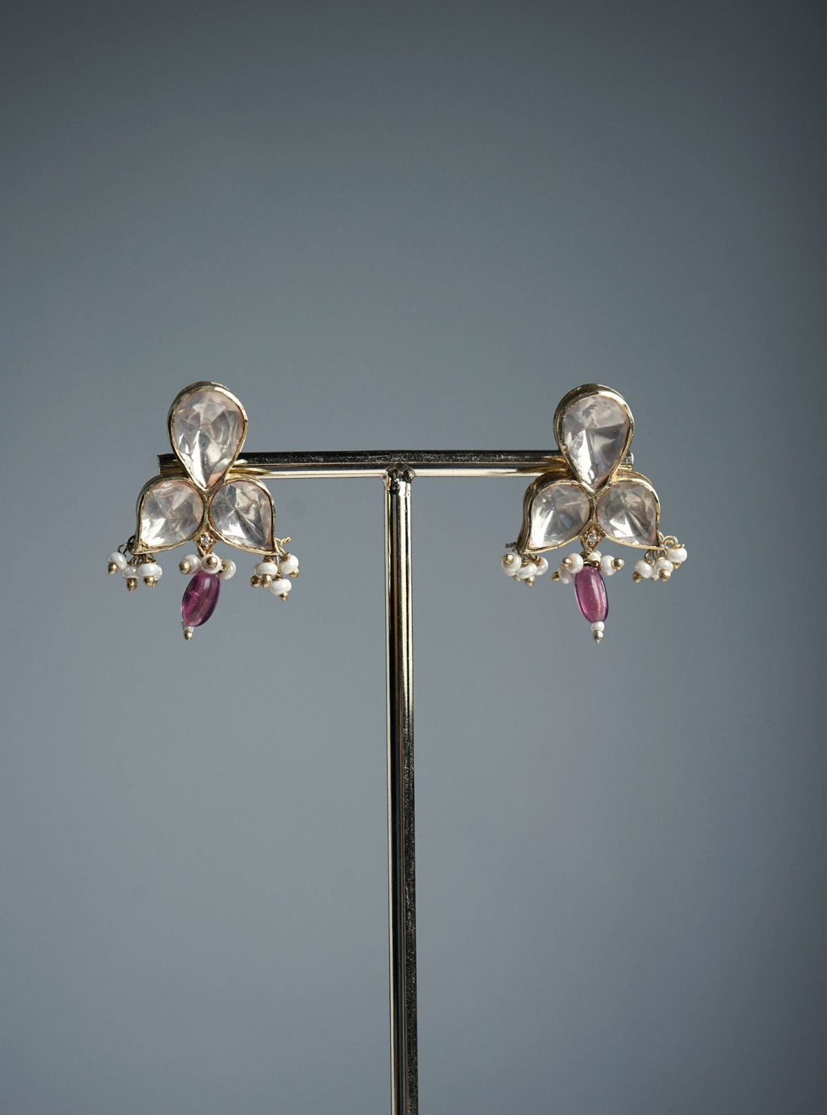 Pure Silver Drishti Pink Earring