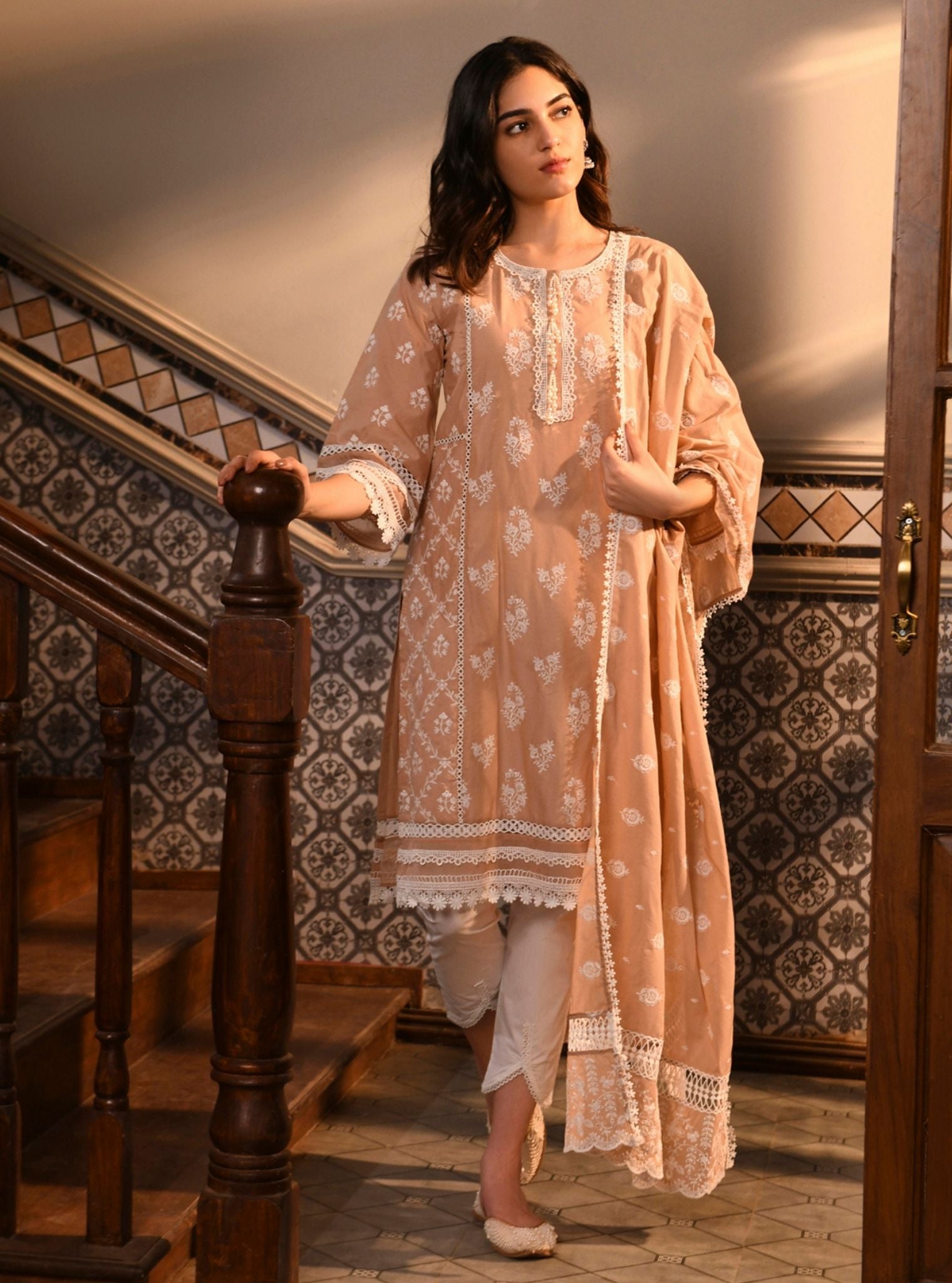 Darya Supima Cotton Beige Kurta Set