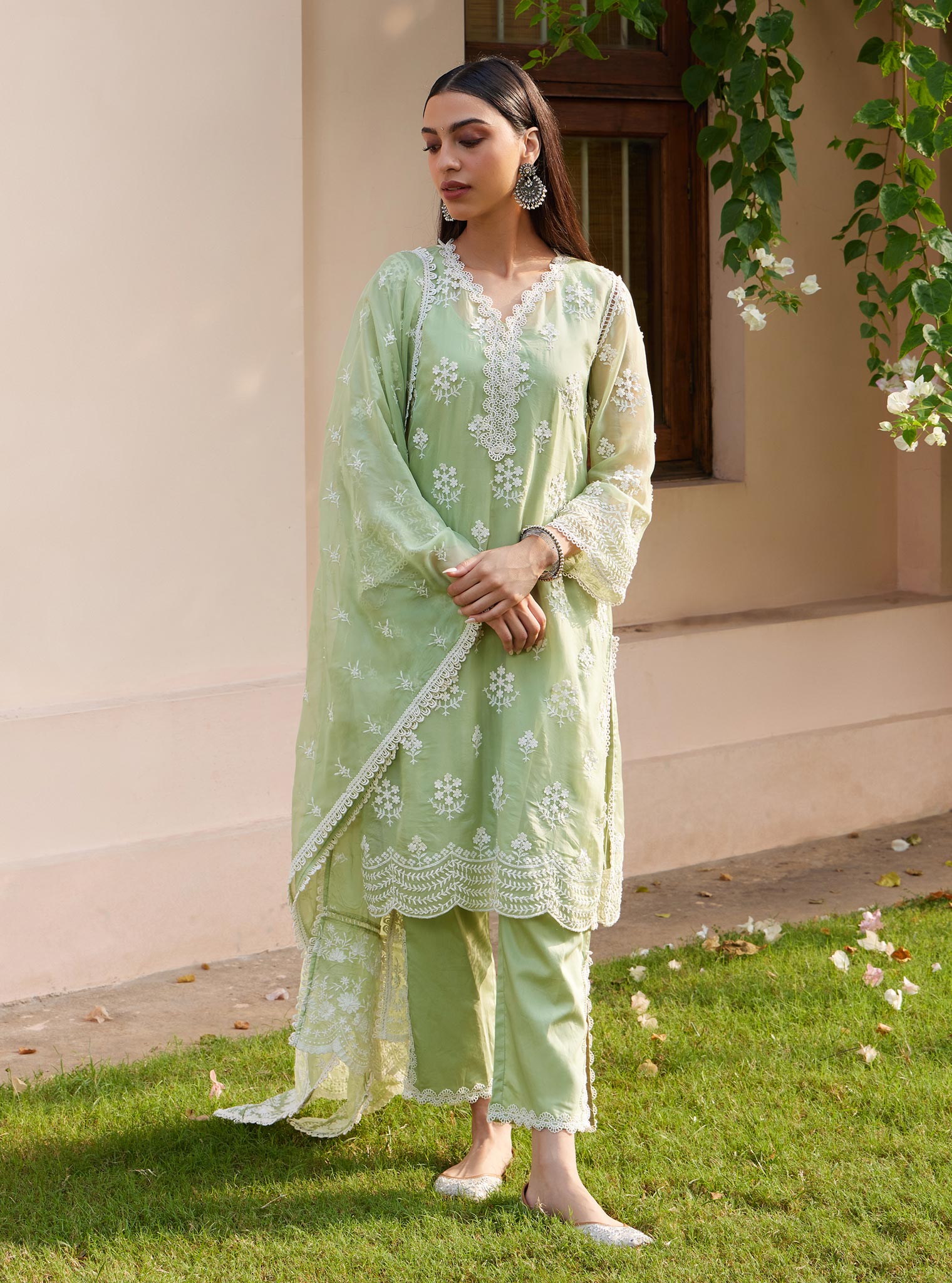Aruni Organza Green Kurta Set