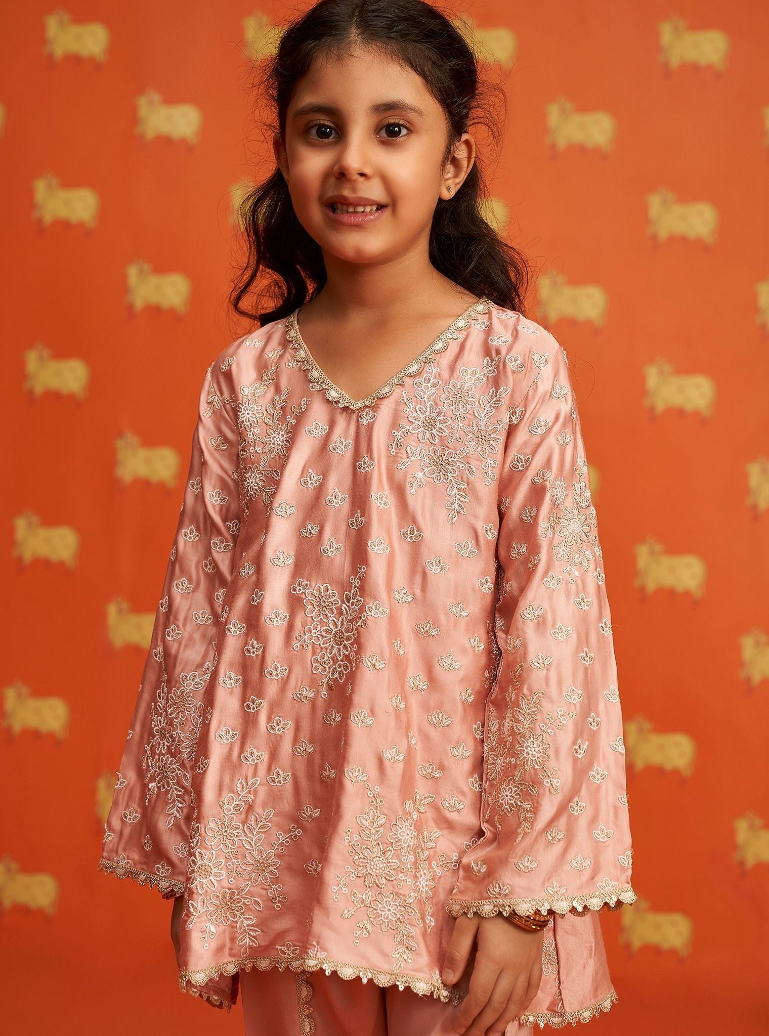 Adeola Cupro Satin Pink Kurta with Dhoti Pant Set