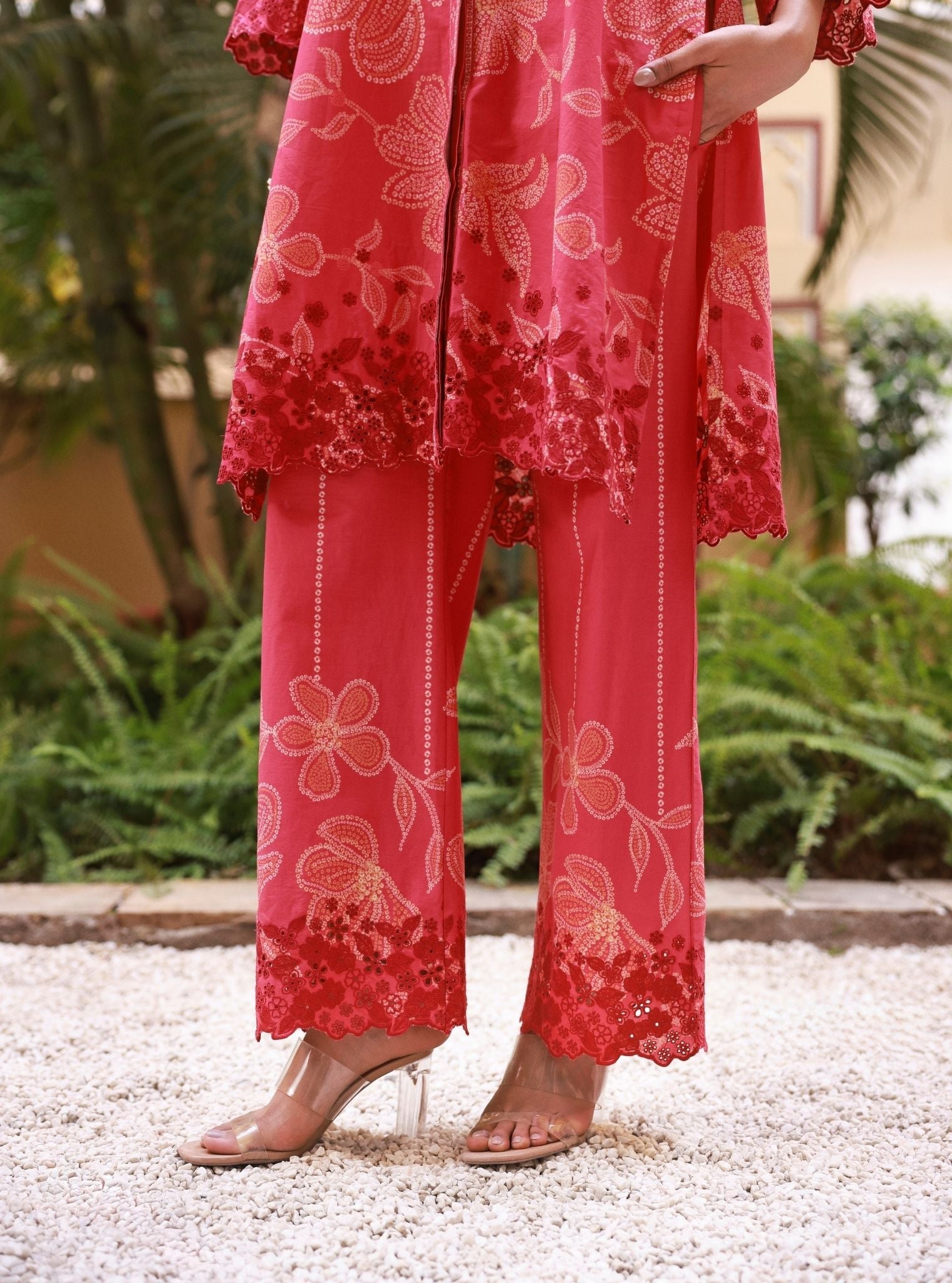 Neris Supima Cotton Printed Fuschia Co-ord Set