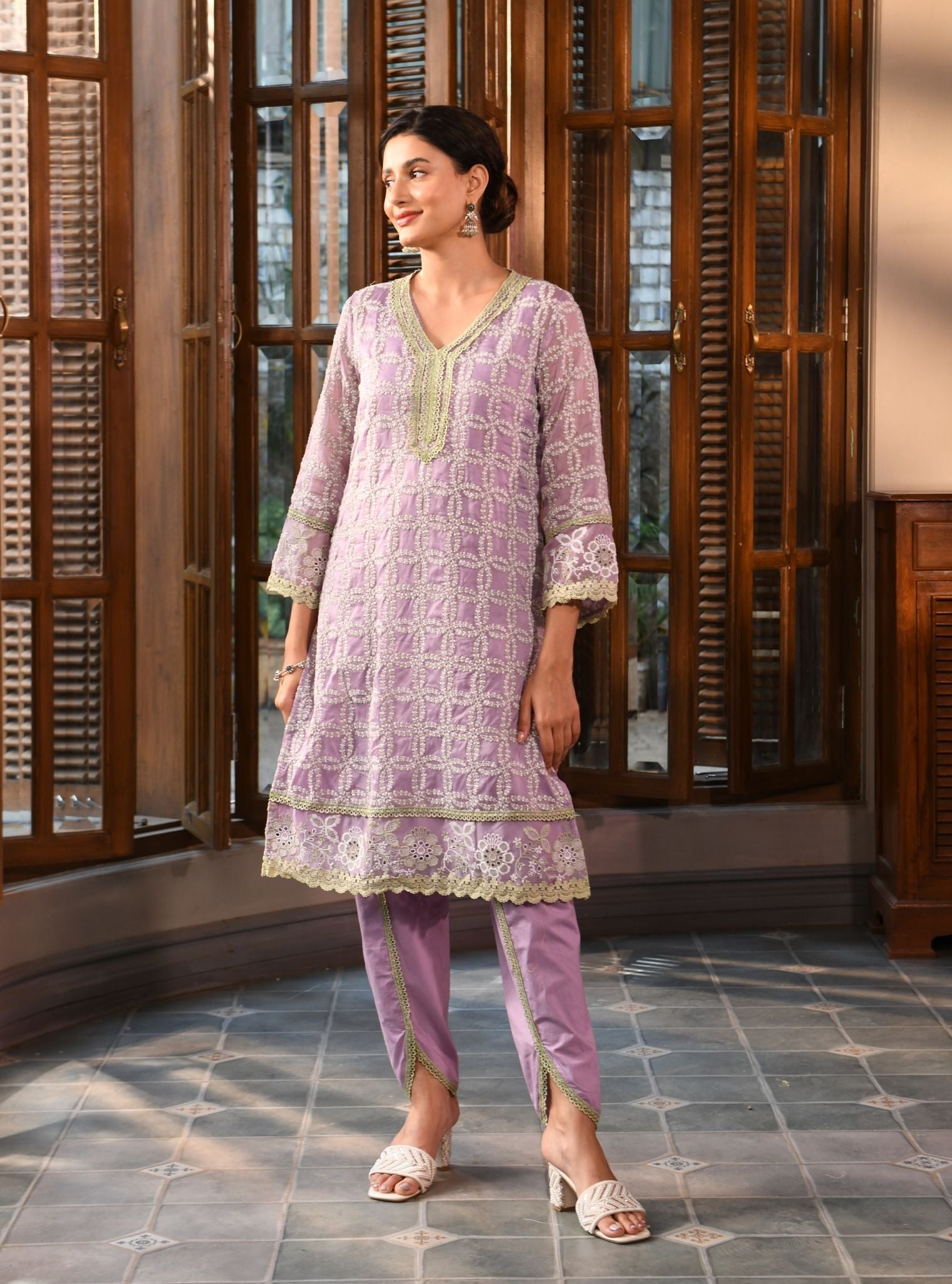 Ayten Organza Lavender Kurta Set