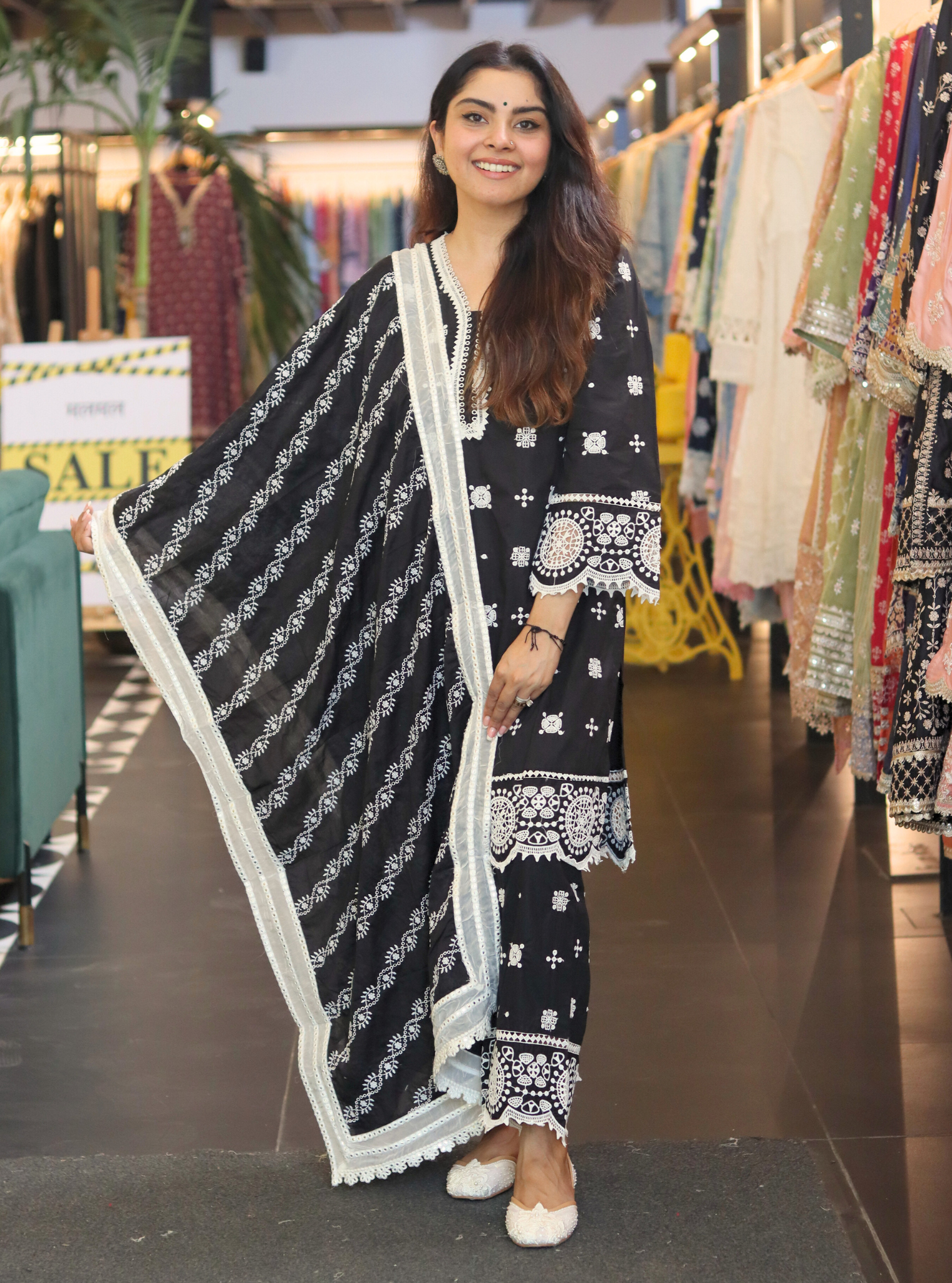 Leh Supima Cotton Black Kurta with Palazzo Set