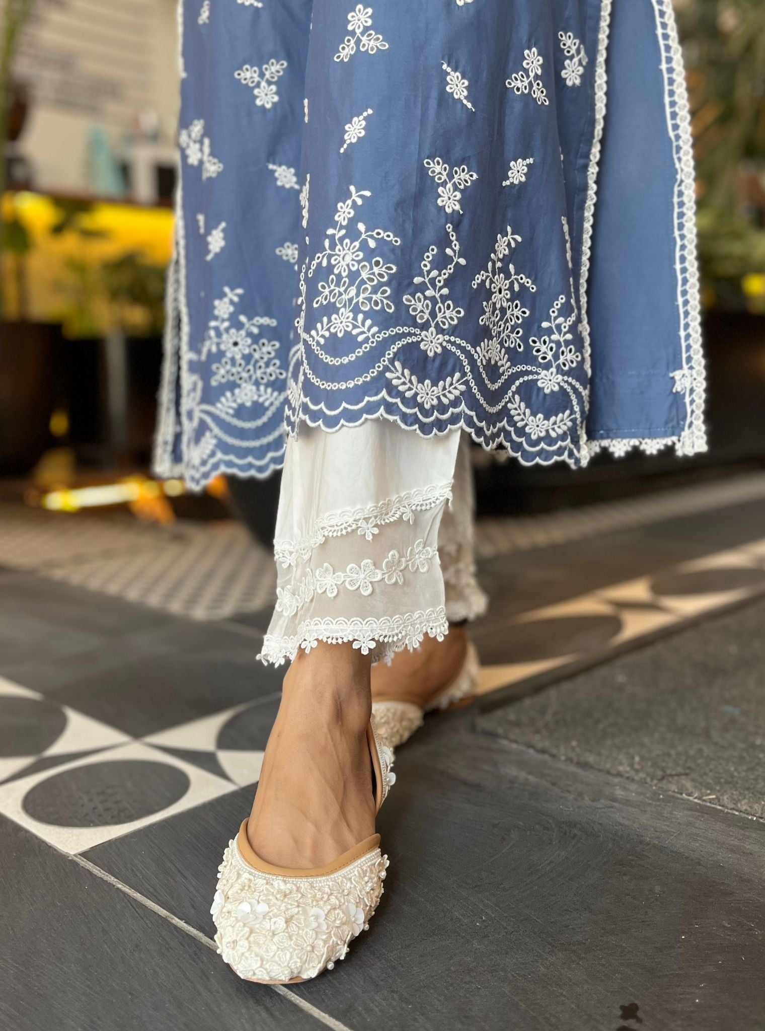 Satari Supima Cotton Navy Kurta Set
