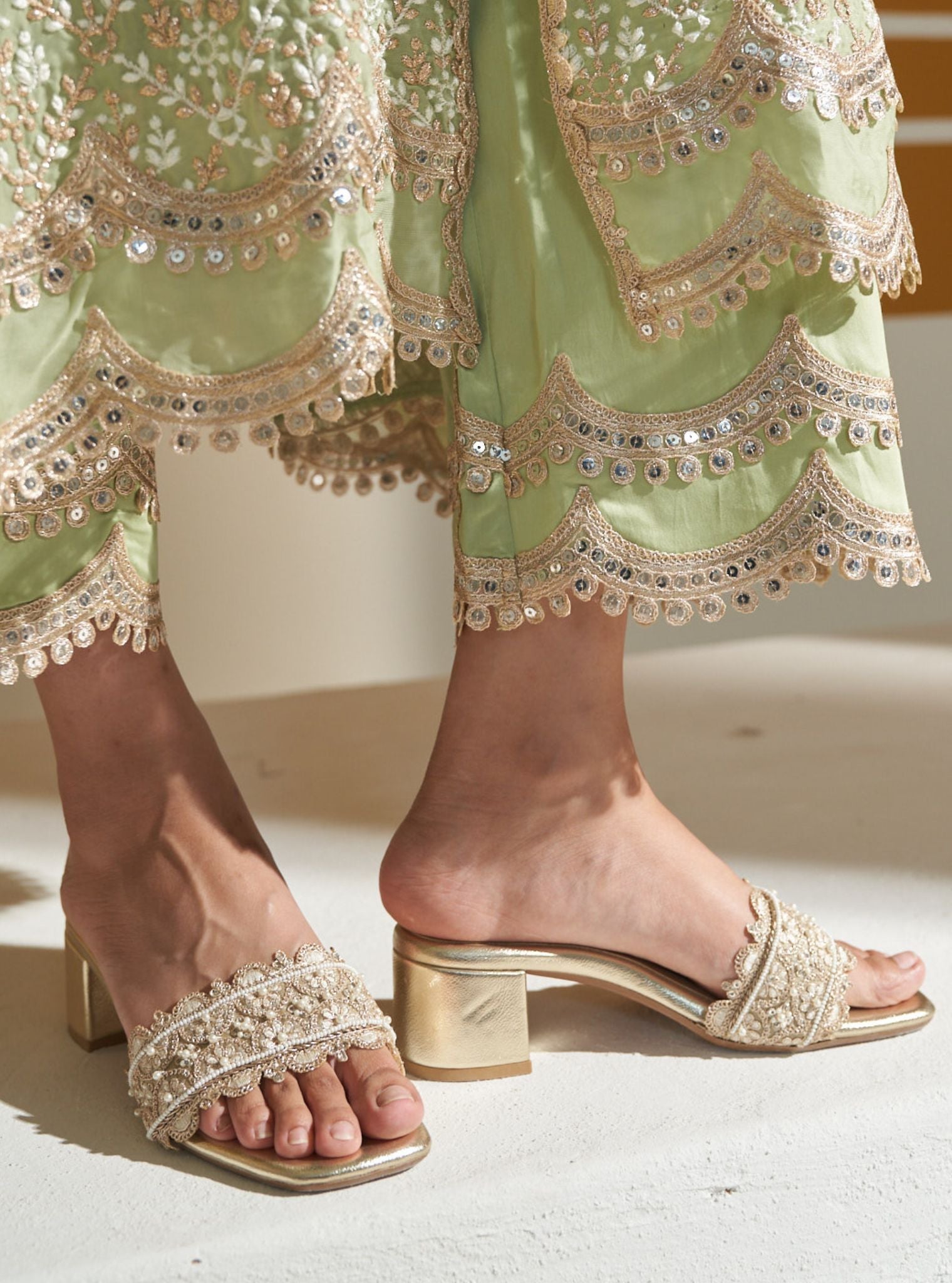 Kshipra Gold Vegan Block Heel