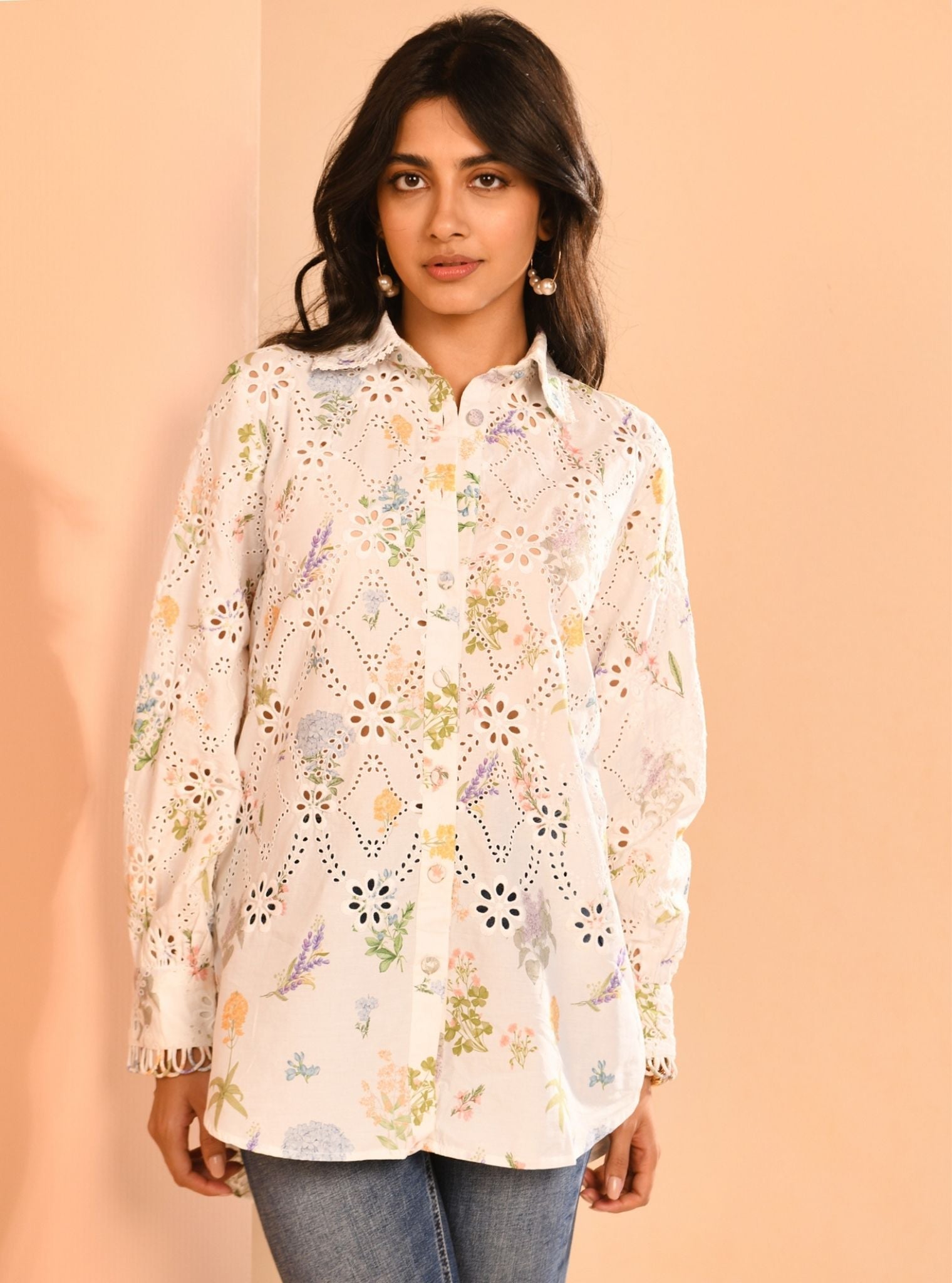 Jem Iconic Supima Cotton Printed White Shirt