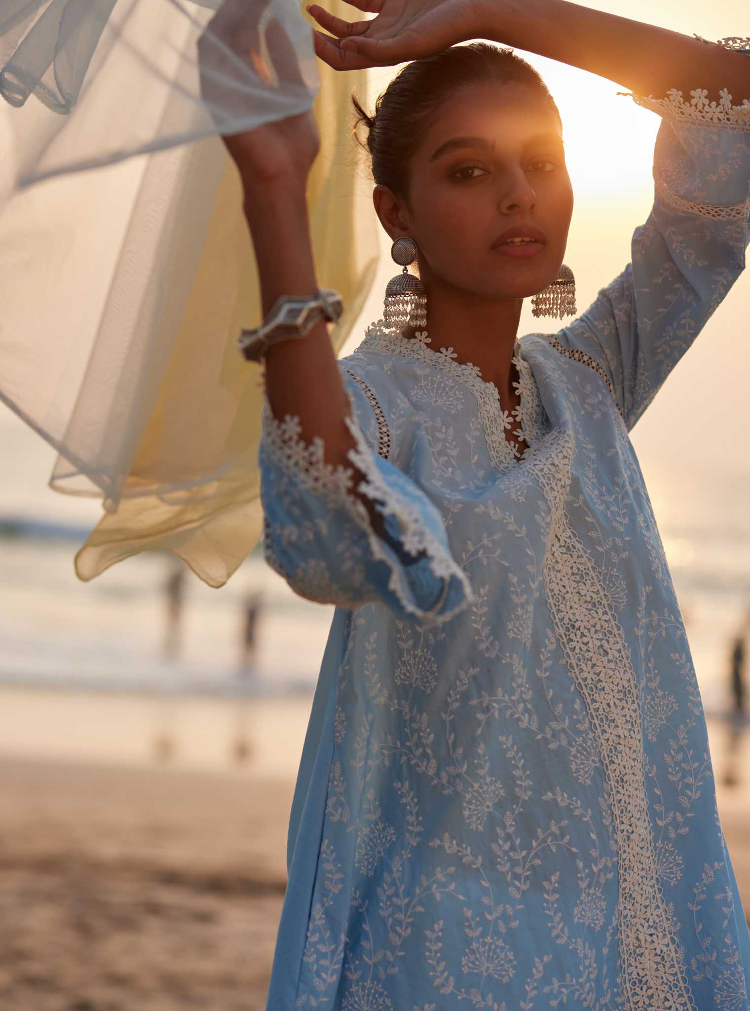 Santona Supima Cotton Blue Kurta Set