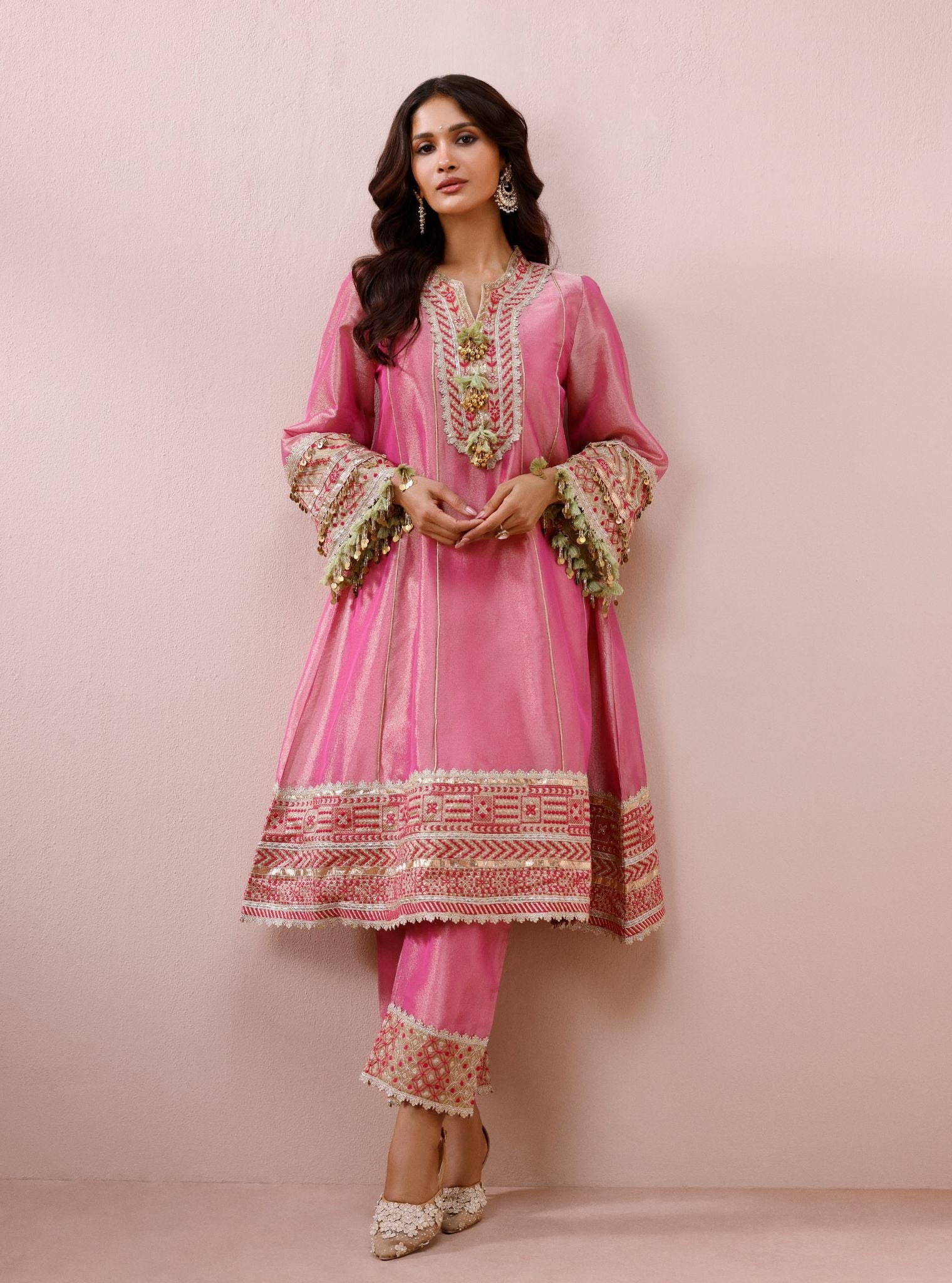 Tissue Shamili Fuschia Kurta Set