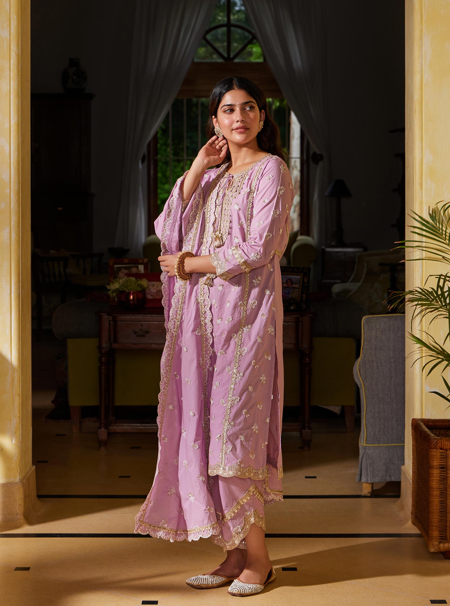 Adah Supima Cotton Lilac Kurta Set