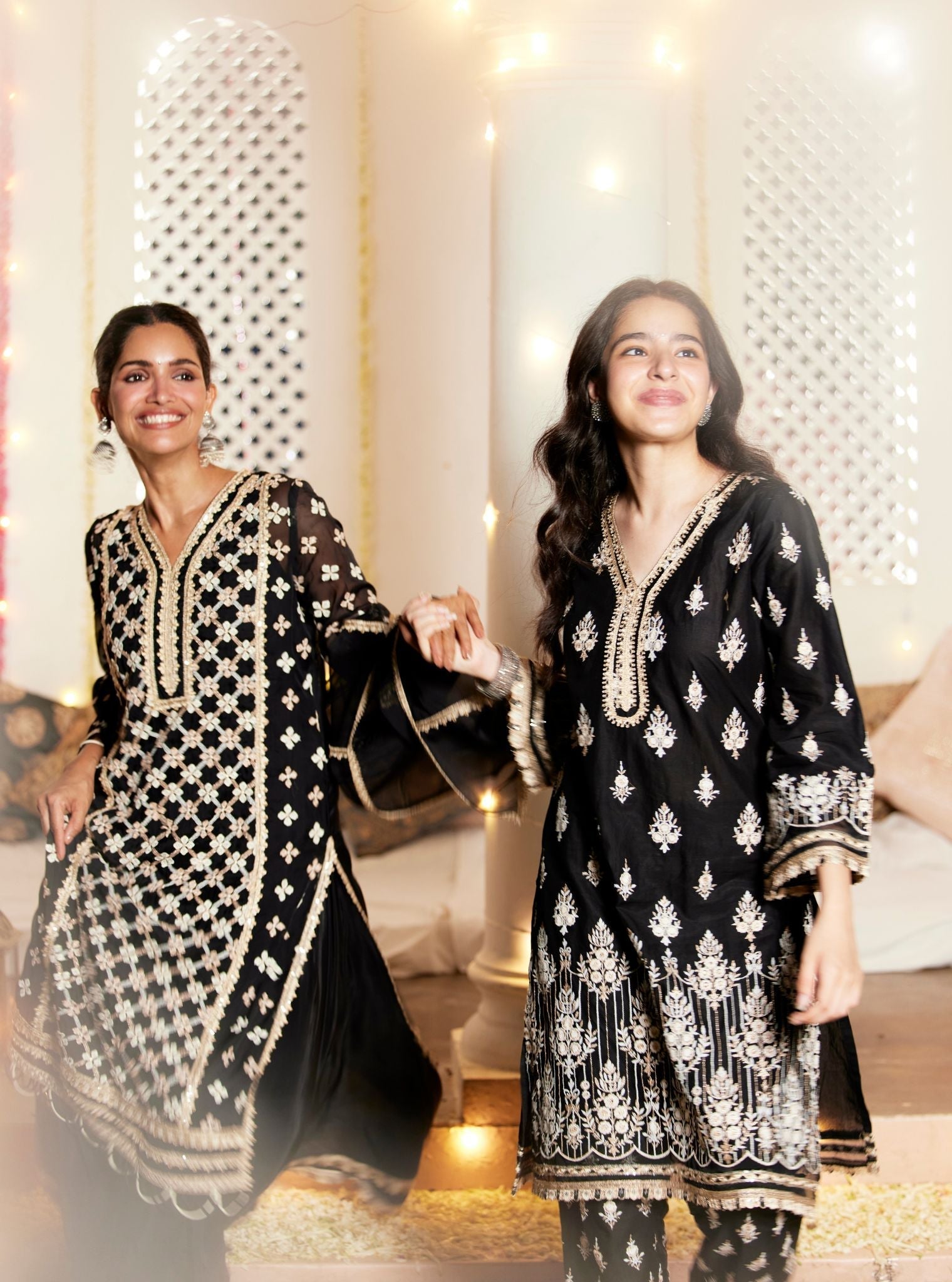 Citra Organza Black Kurta with Skirt Set